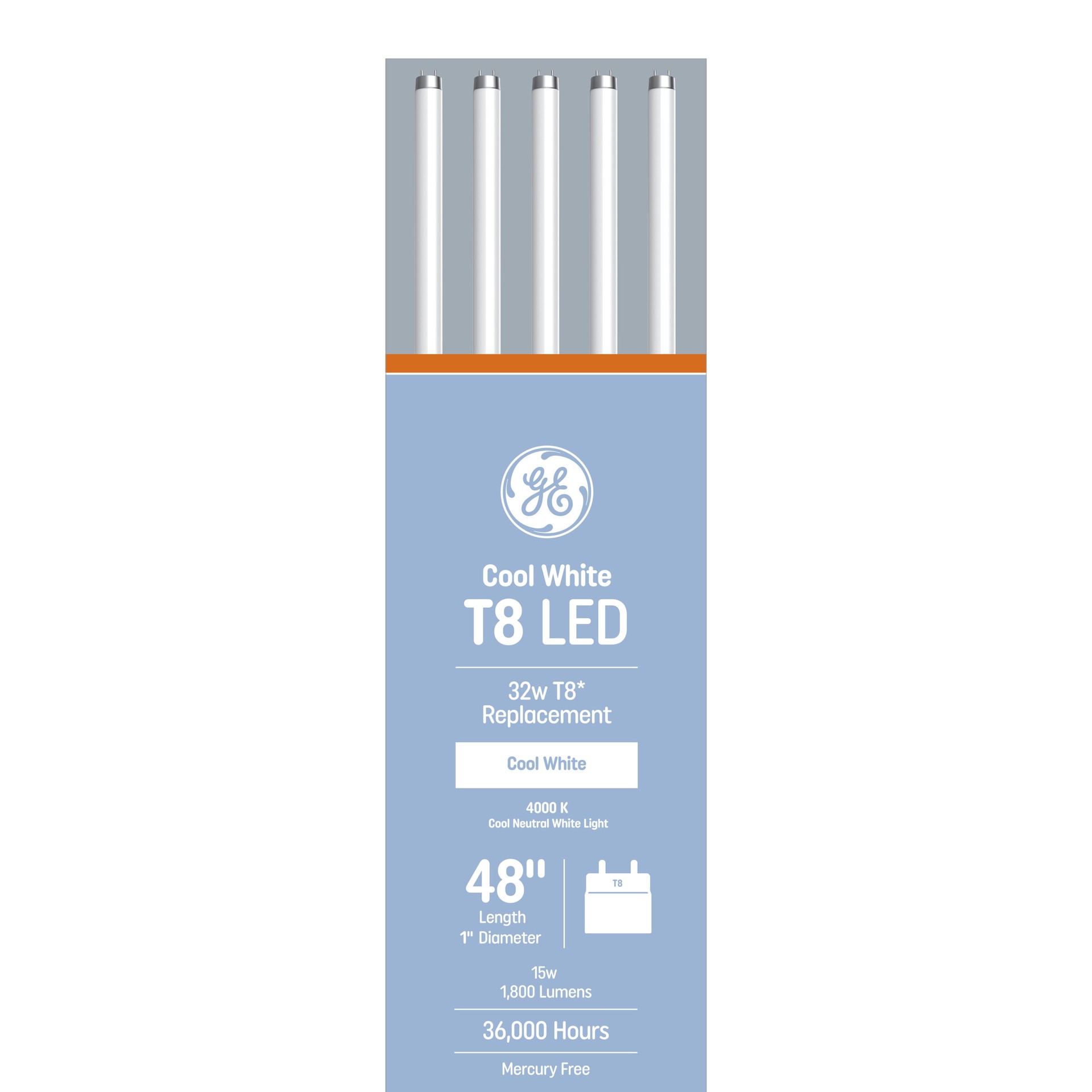 slide 1 of 6, GE T8 LED Replacement 32 -Watt EQ T8 Cool white Medium bi-pin (T8) LED Tube Light Bulb 20 -Pack, 1 ct