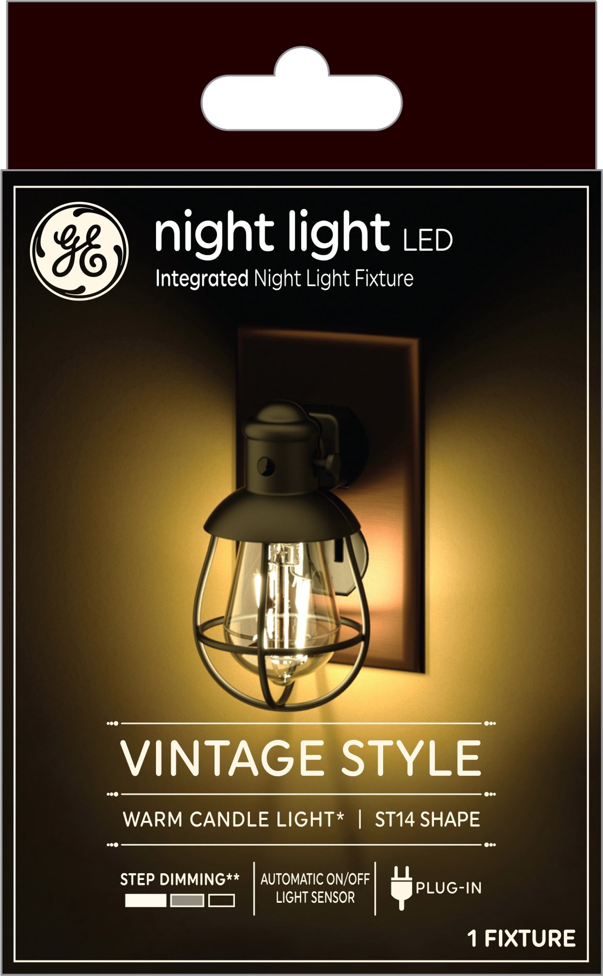 slide 1 of 6, GE Vintage Farmhouse Nightlight Black LED Motion Sensor Auto On/Off Night Light, 1 ct