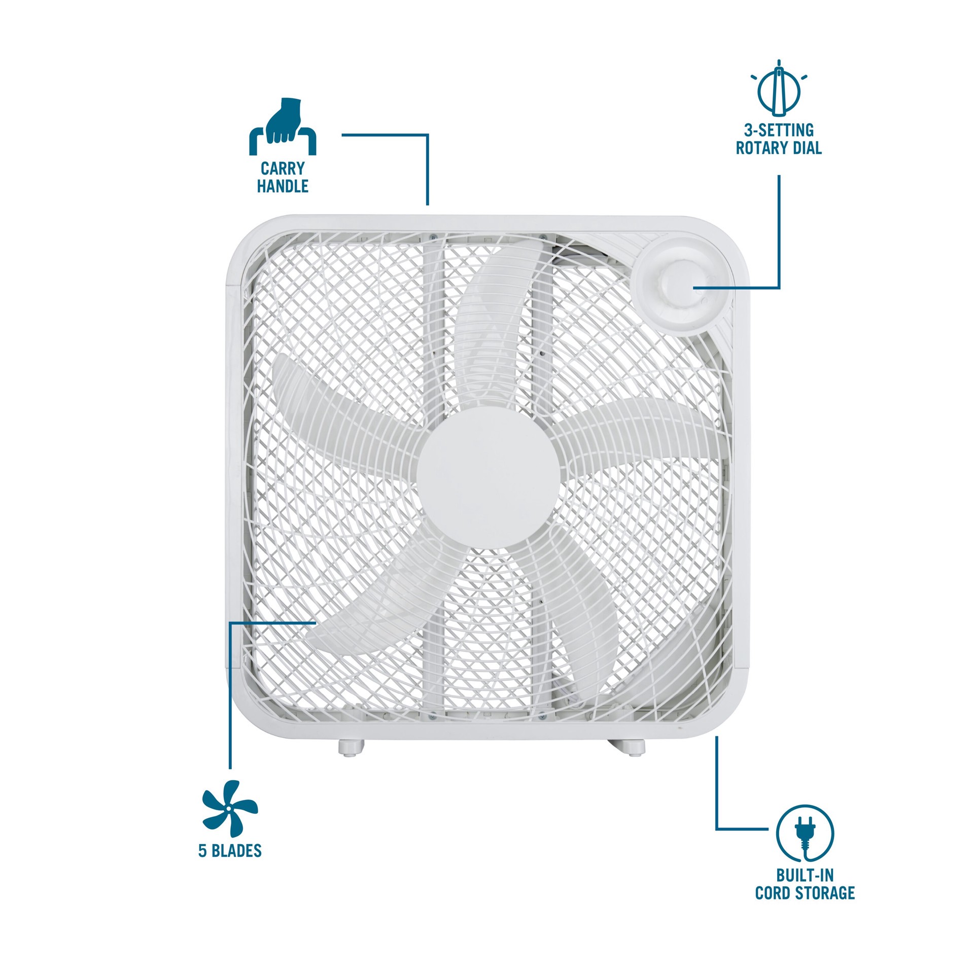 slide 3 of 6, Utilitech 20-in 120 -Volt High Velocity Indoor White Box Fan Fan, 1 ct