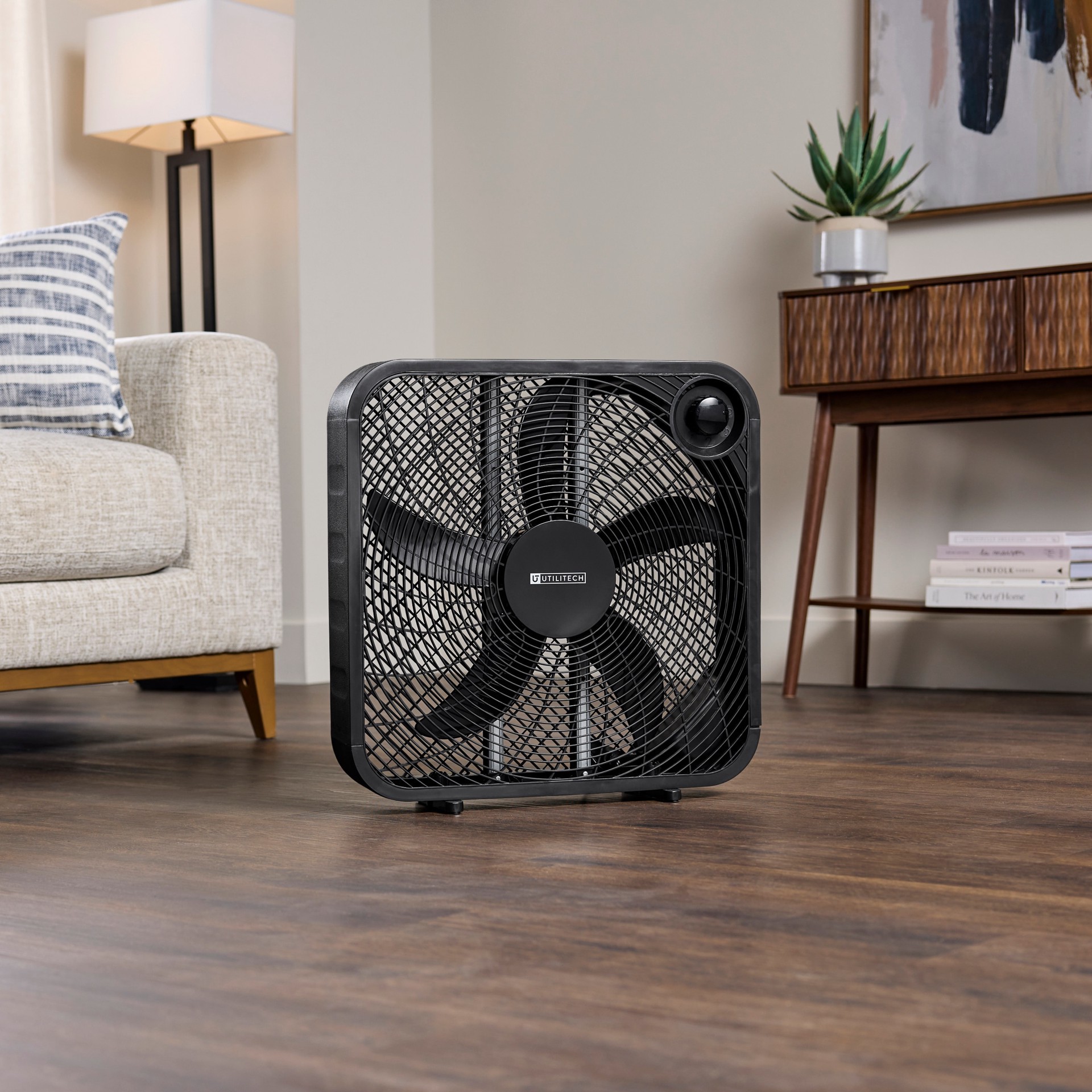 slide 5 of 6, Utilitech 20-in 120 -Volt High Velocity Indoor Black Box Fan Fan, 1 ct