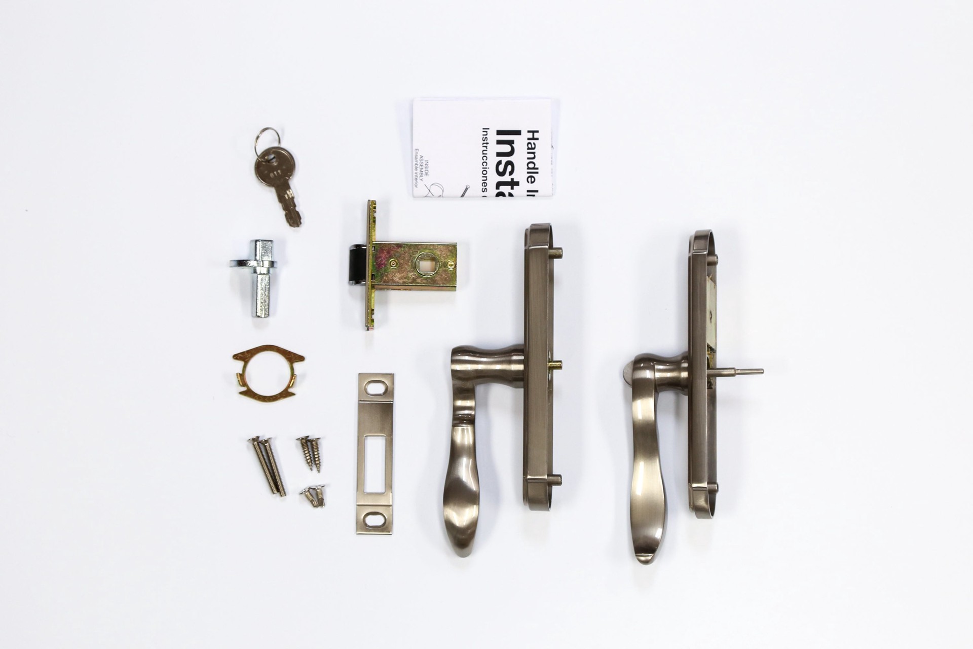 slide 4 of 6, LARSON Brushed Silver Lockable Storm door Handleset, 1 ct