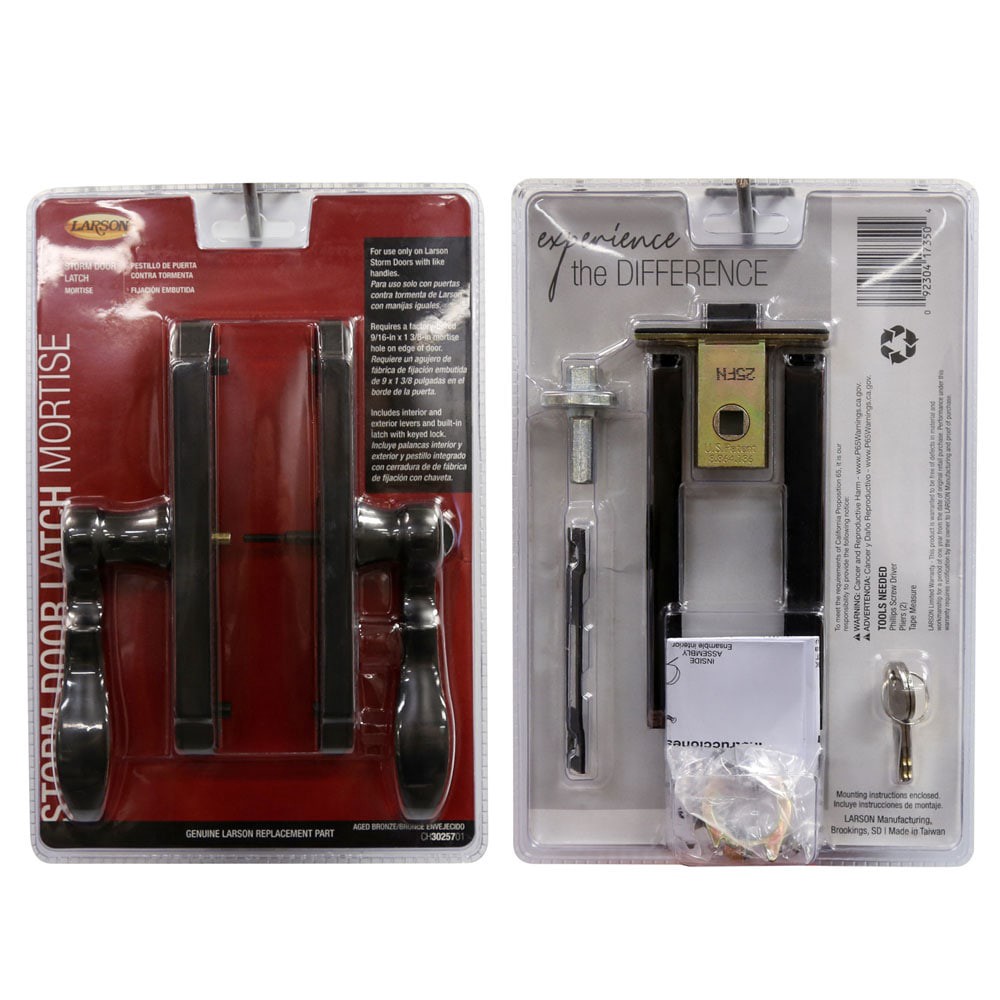 slide 6 of 6, LARSON Bronze Lockable Storm door Replacement Handleset, 1 ct