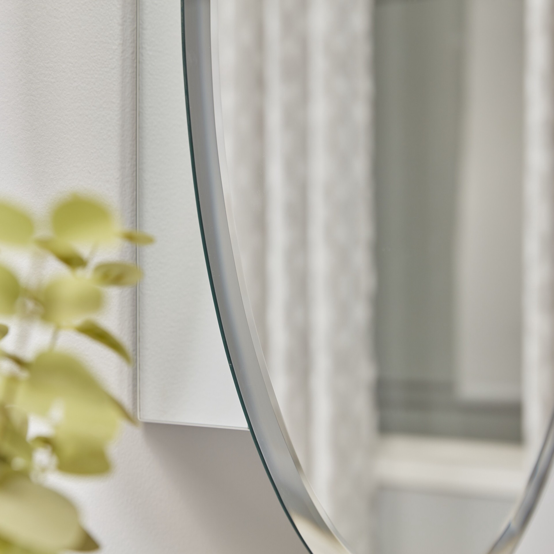 slide 3 of 6, allen + roth 21-in x 31-in Surface Mount Frameless Mirrored Oval Medicine Cabinet, 1 ct