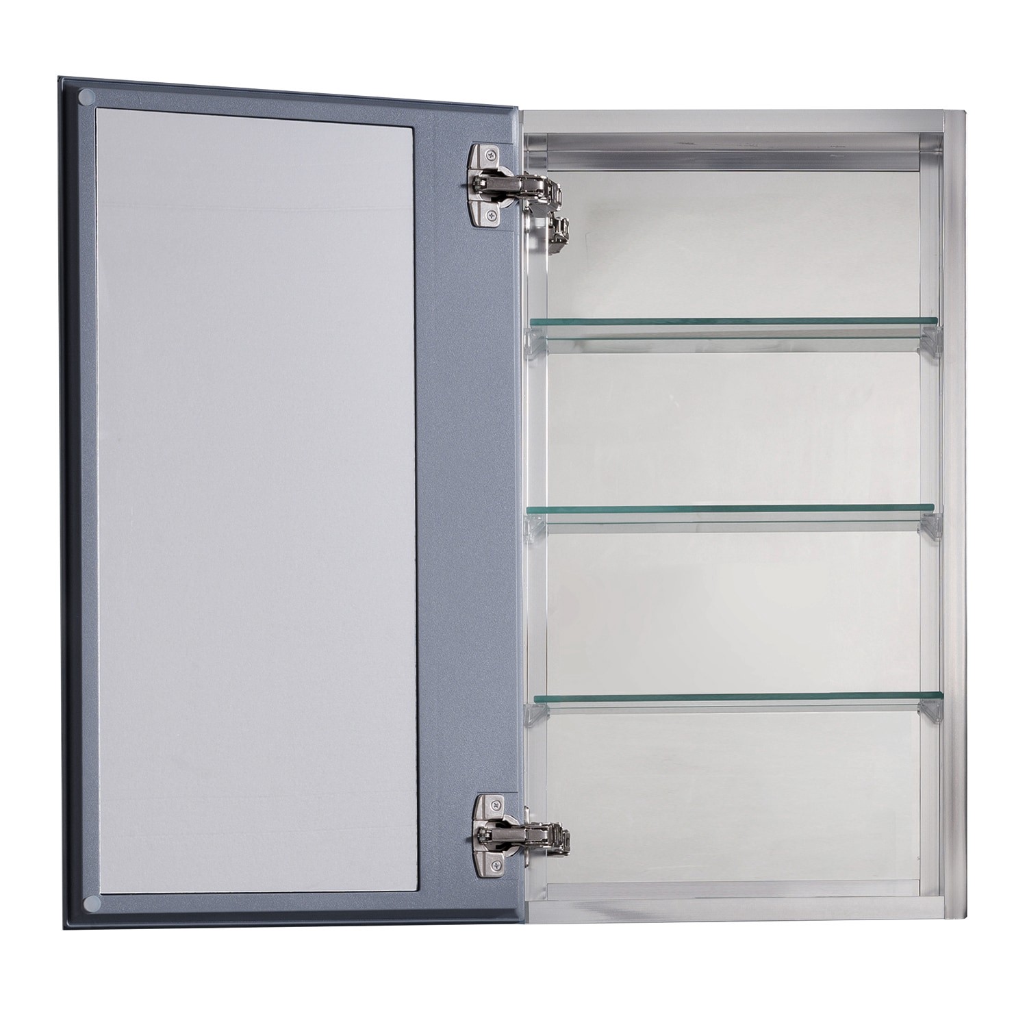 slide 6 of 6, allen + roth 15-in x 26-in Fog Free Surface/Recessed Mount Silver Mirrored Square Soft Close Medicine Cabinet, 1 ct