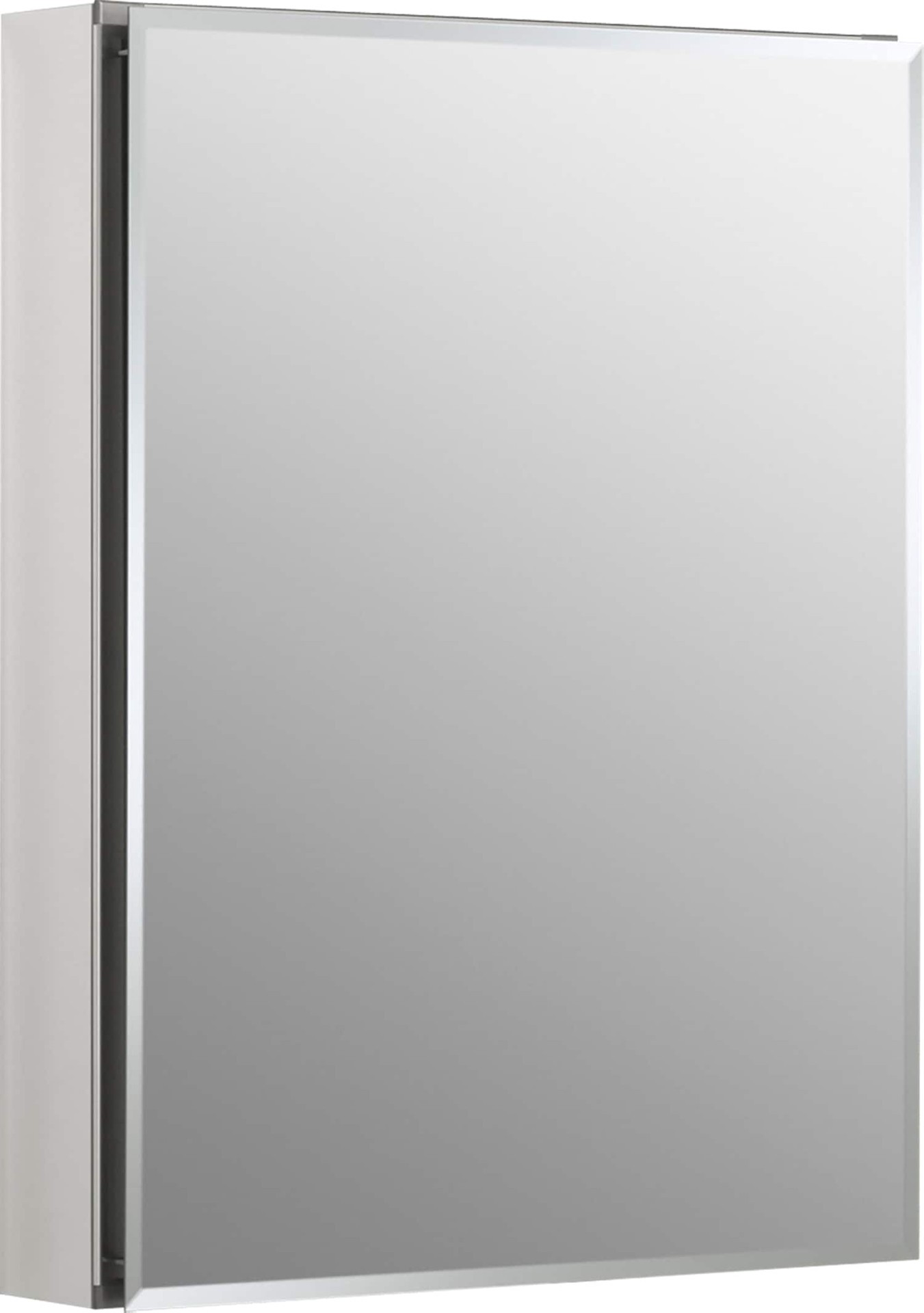 slide 4 of 6, KOHLER 20-in x 26.125-in Surface/Recessed Mount Anodized aluminum Mirrored Rectangle Soft Close Medicine Cabinet, 1 ct