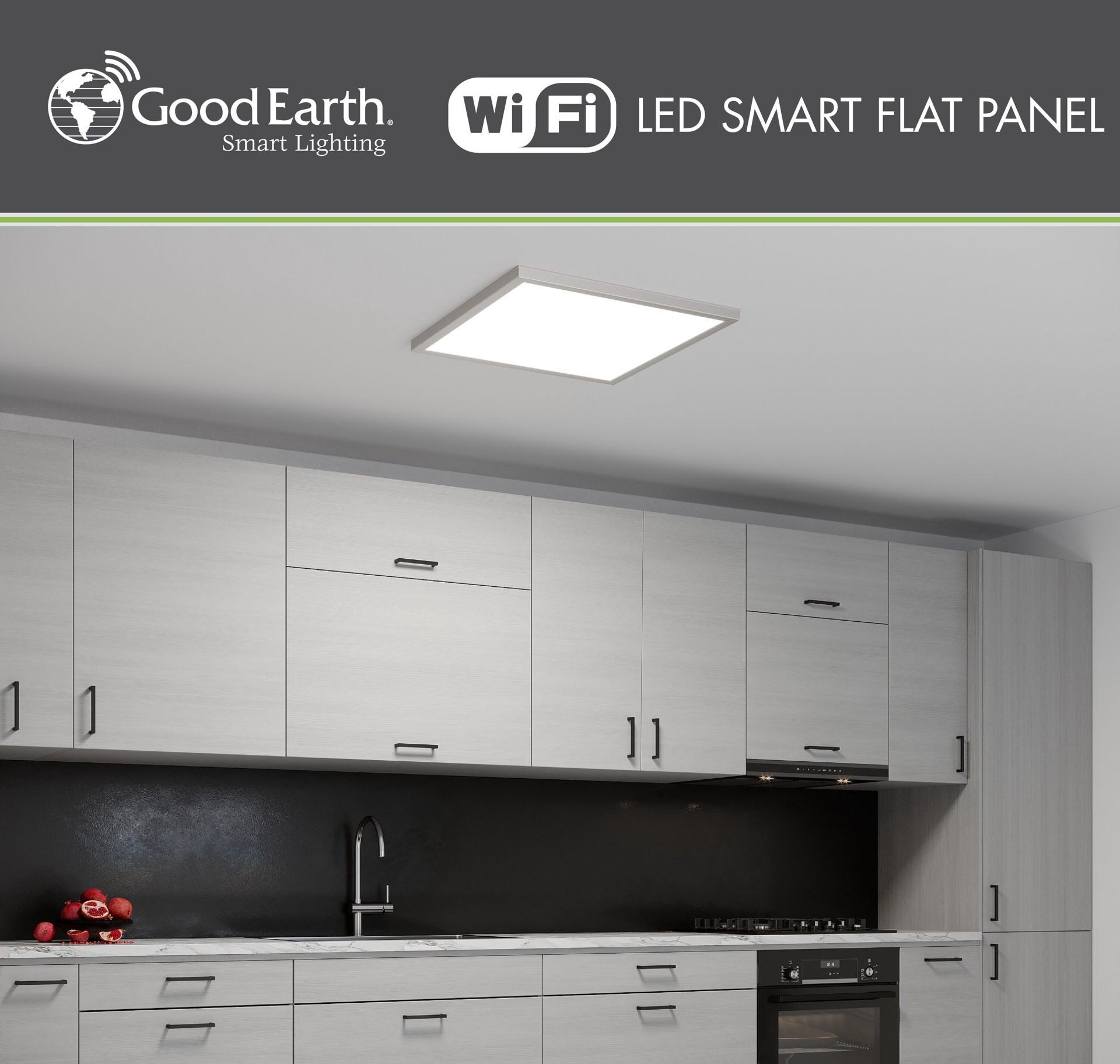slide 2 of 6, Good Earth Lighting Smart Flat Panel 1 -Light 23.7-in Brushed Nickel Integrated LED Flush Mount Light, 1 ct