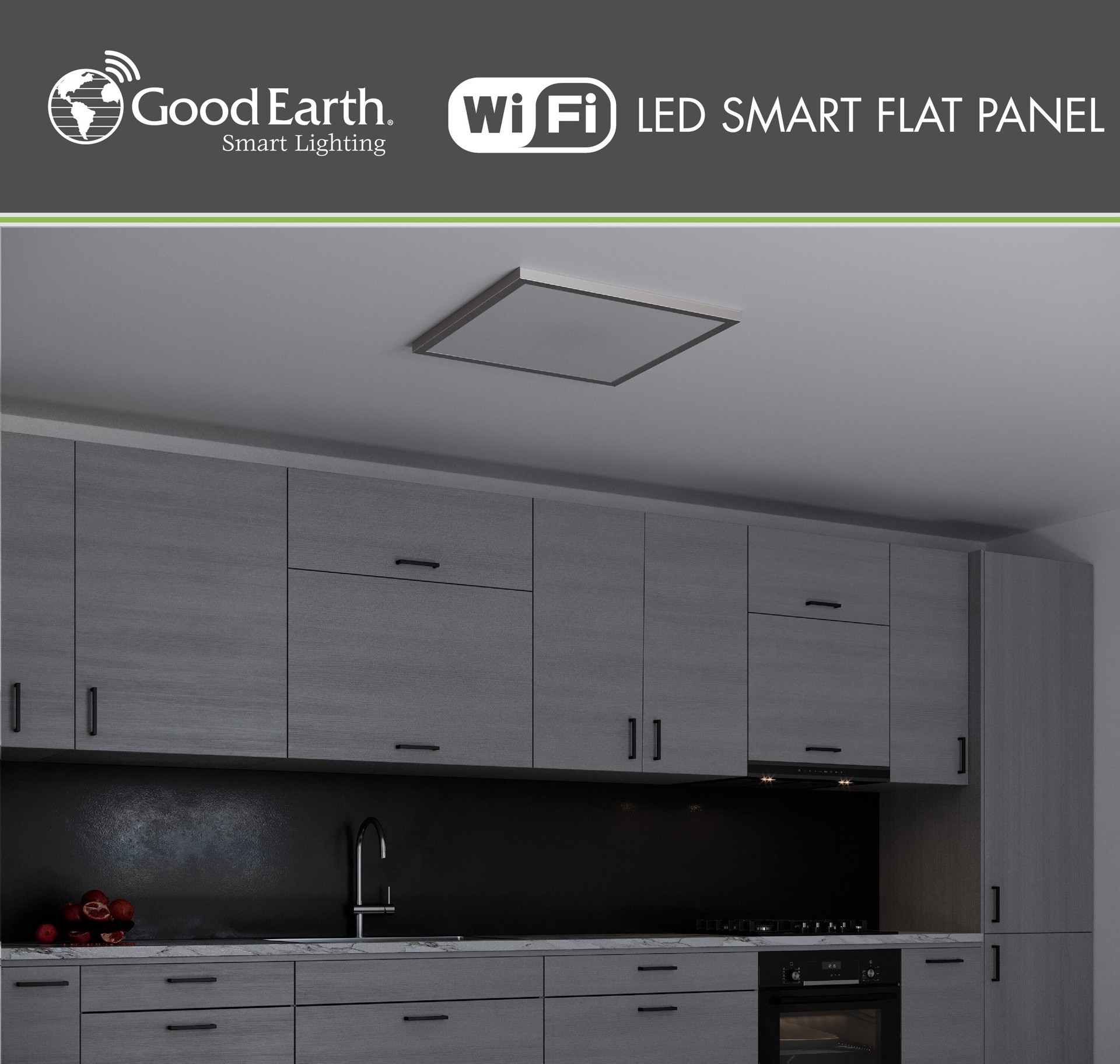 slide 3 of 6, Good Earth Lighting Smart Flat Panel 1 -Light 23.7-in Brushed Nickel Integrated LED Flush Mount Light, 1 ct
