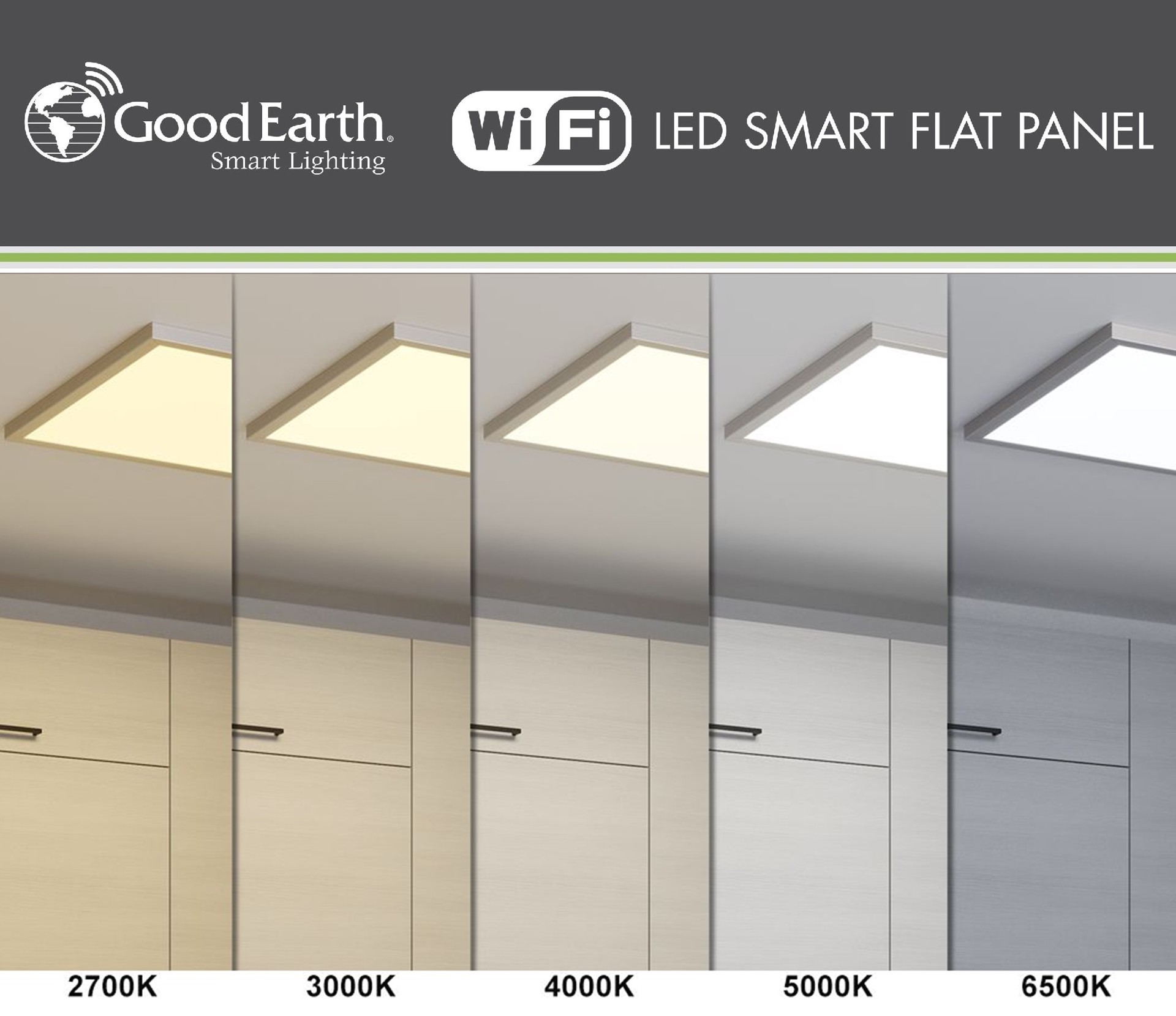 slide 5 of 6, Good Earth Lighting Smart Flat Panel 1 -Light 23.7-in Brushed Nickel Integrated LED Flush Mount Light, 1 ct