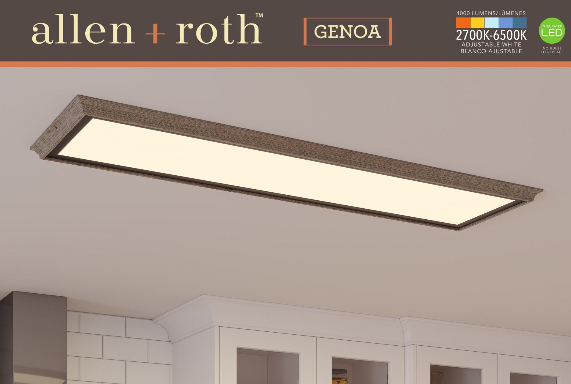 slide 3 of 6, allen + roth Genoa 1 -Light 49.25-in Multiple finishes Bronze Integrated LED Flush Mount Light, 1 ct