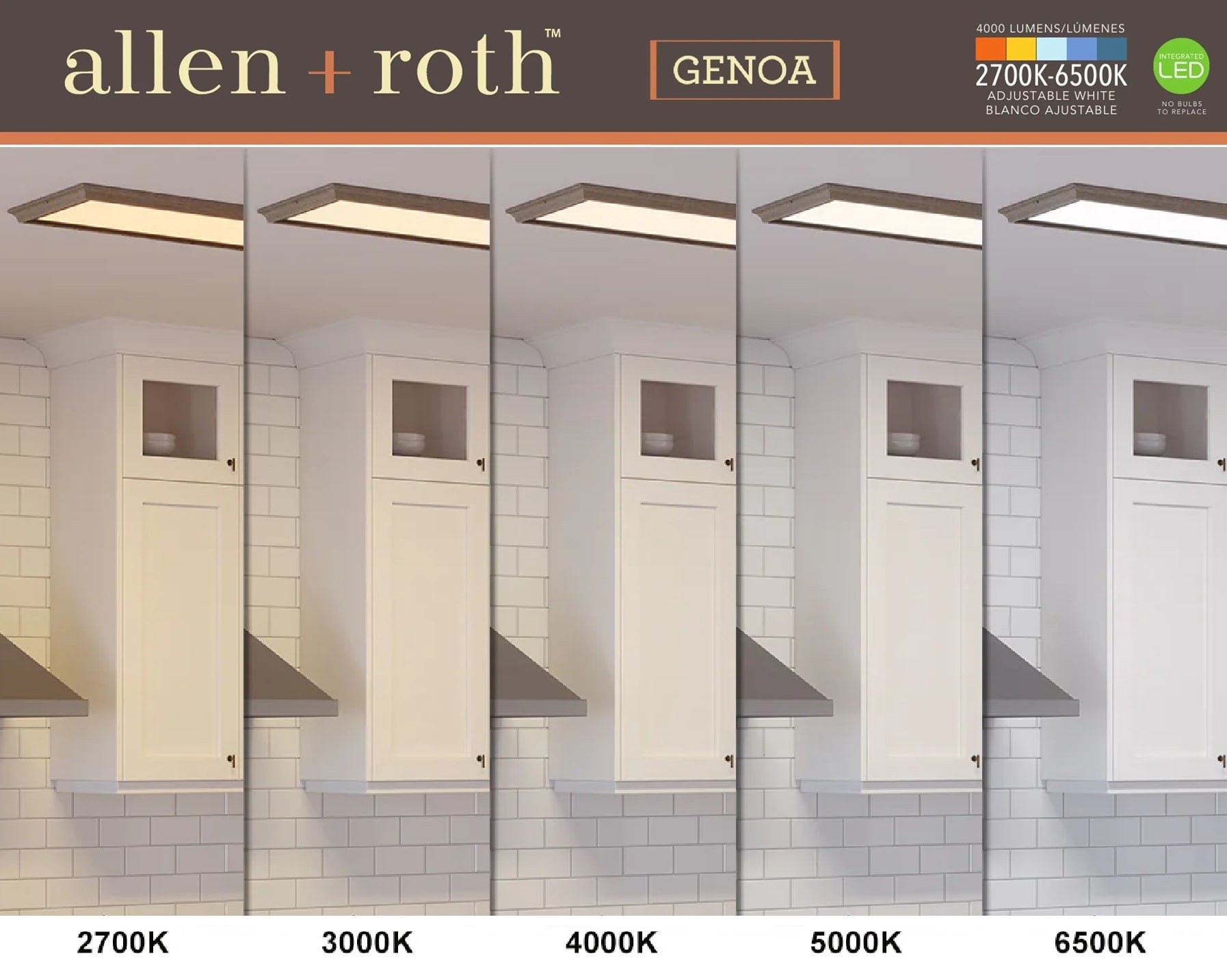 slide 5 of 6, allen + roth Genoa 1 -Light 49.25-in Multiple finishes Bronze Integrated LED Flush Mount Light, 1 ct