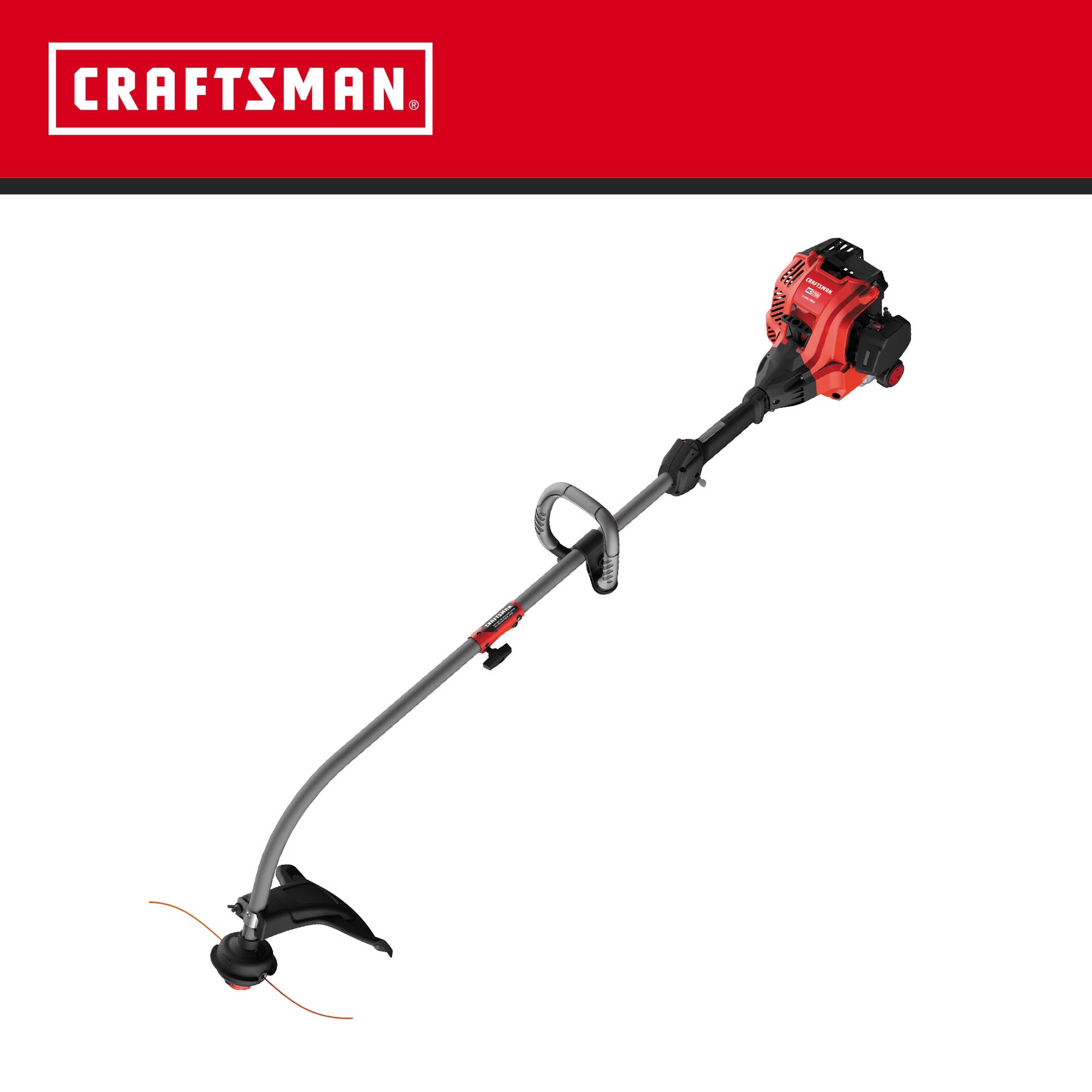 slide 3 of 6, CRAFTSMAN WC2200 25-cc 2-cycle 17-in Curved Shaft Attachment Capable Gas String Trimmer, 1 ct