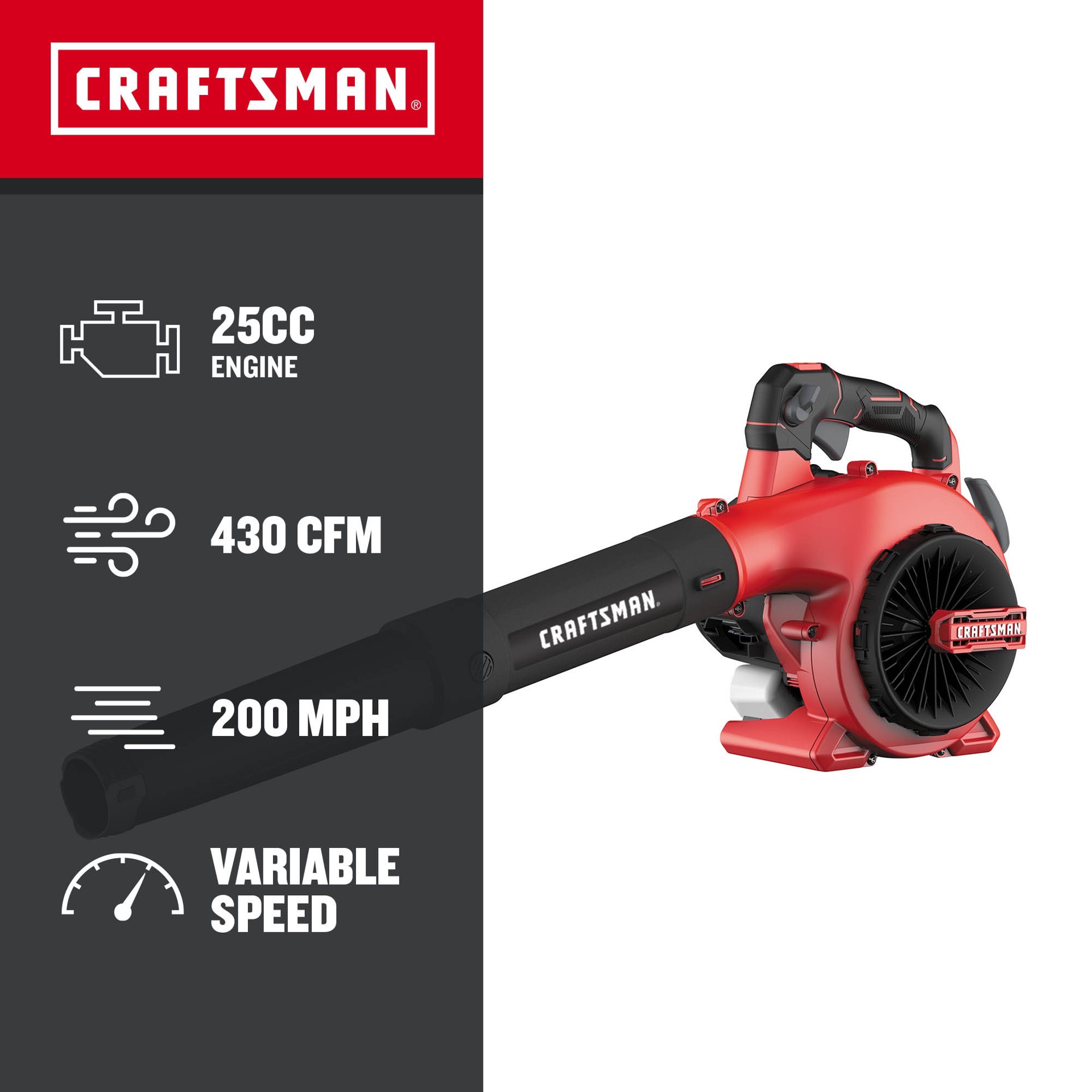 slide 2 of 6, CRAFTSMAN B2200 25-cc 2-cycle 430-CFM 200-MPH Gas Handheld Leaf Blower, 1 ct