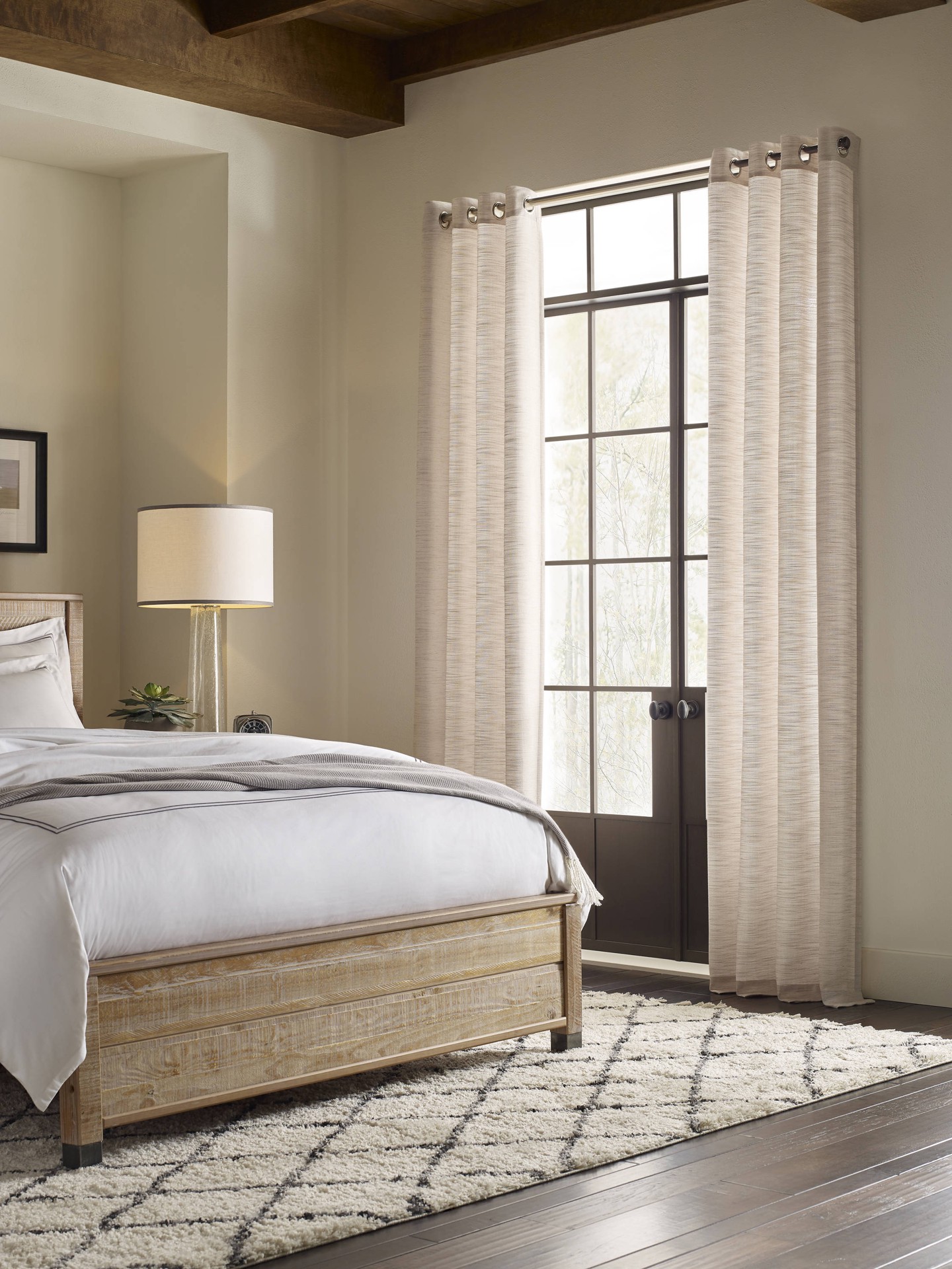 slide 2 of 6, allen + roth 84-in Snow Room darkening Grommet Single curtain panel, 1 ct