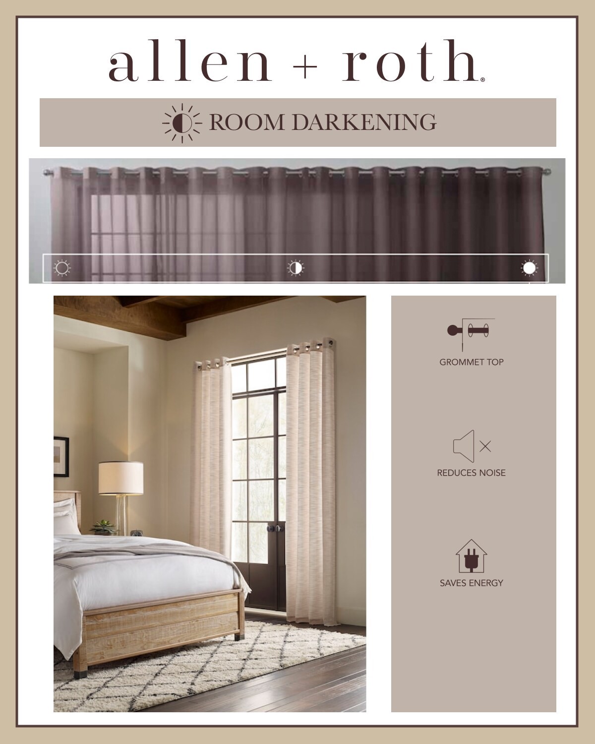 slide 3 of 6, allen + roth 84-in Snow Room darkening Grommet Single curtain panel, 1 ct