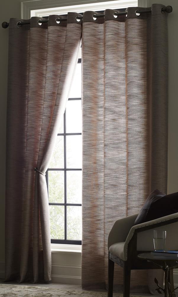 slide 2 of 6, allen + roth 84-in Taupe Room darkening Grommet Single curtain panel, 1 ct