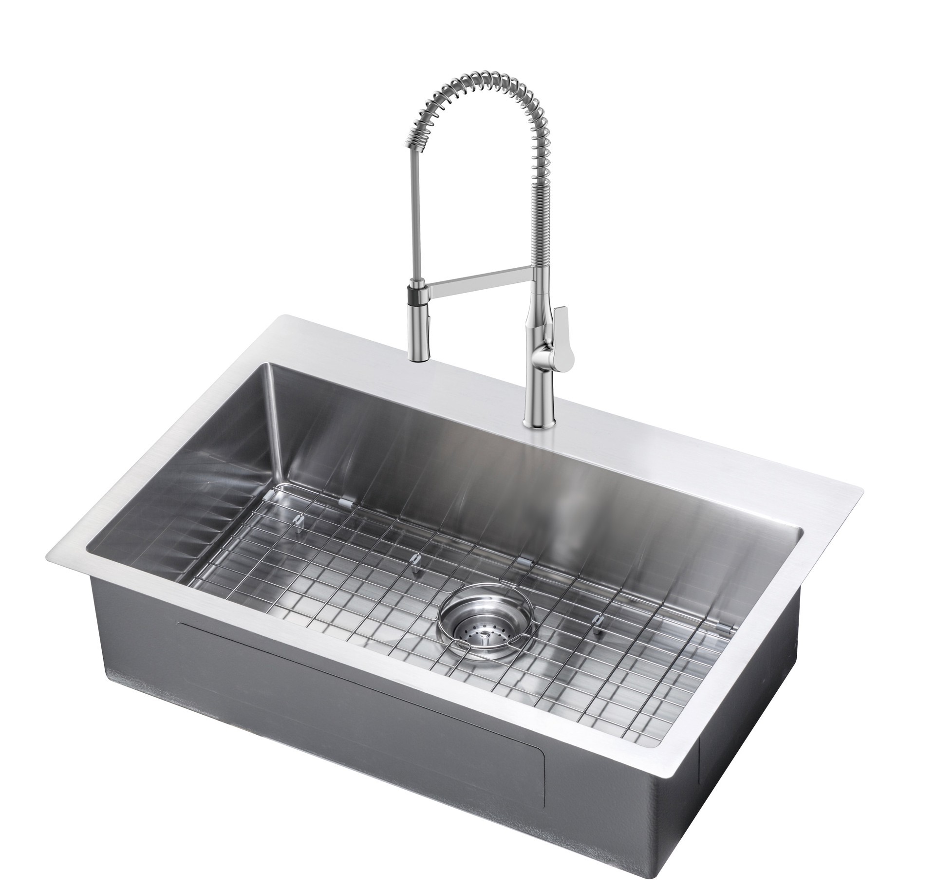 slide 3 of 6, allen + roth Alden Drop-in or undermount 33-in x 22-in Stainless steel Single bowl 18 -Gauge Kitchen Sink All-in-One Kit, 1 ct