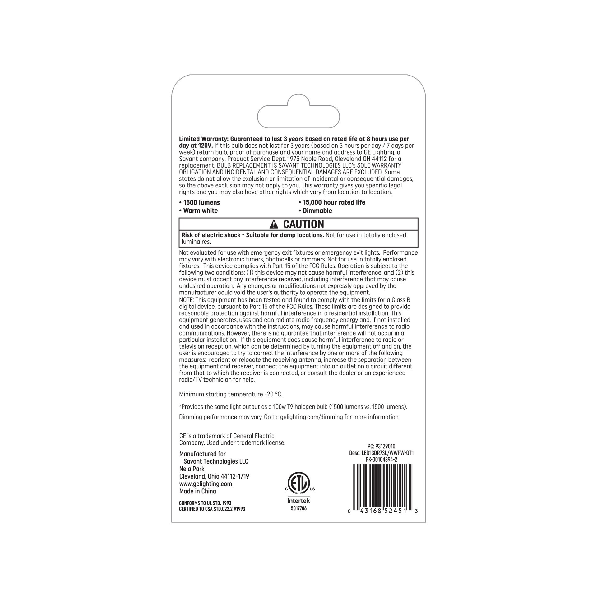 slide 4 of 6, GE 100 -Watt EQ T9 Warm white RX7s Dimmable LED Specialty Light Bulb, 1 ct