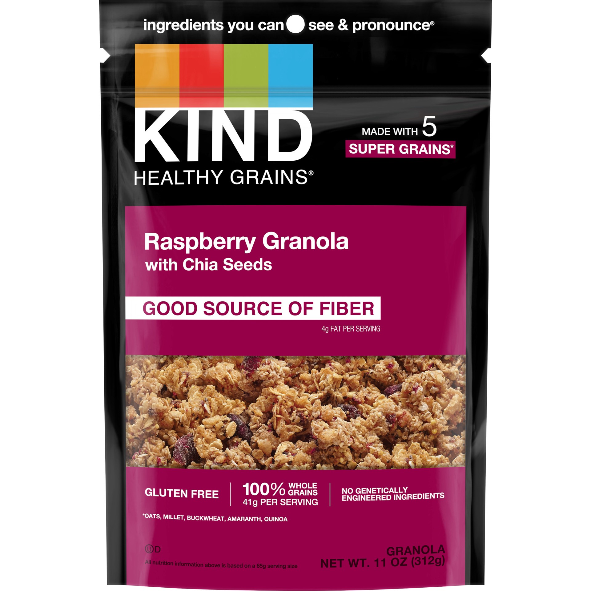 slide 1 of 9, KIND Healthy Grains Clusters, Raspberry with Chia Seeds, 11 oz