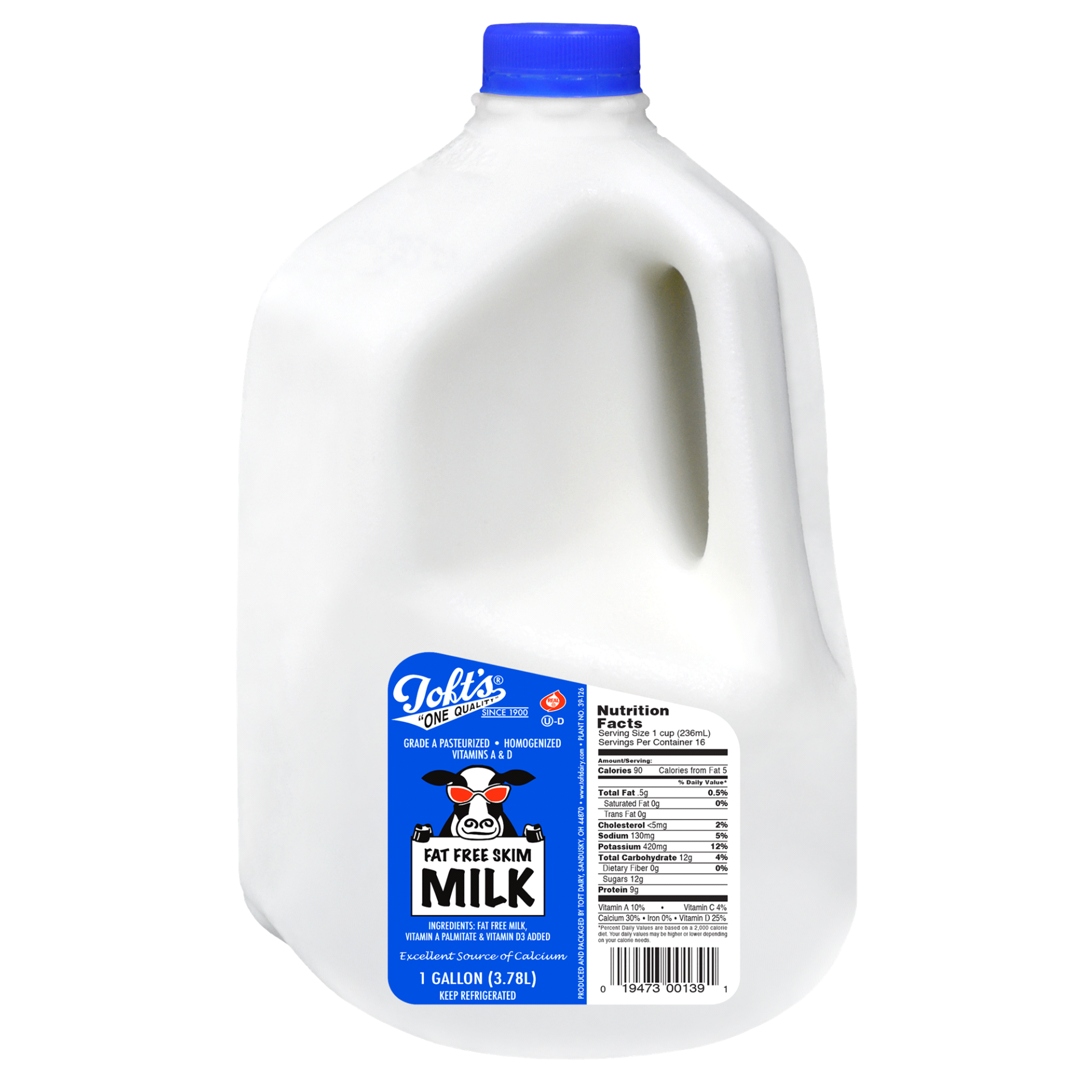 slide 1 of 1, Toft Dairy Toft Fat Free Milk, 1 gal