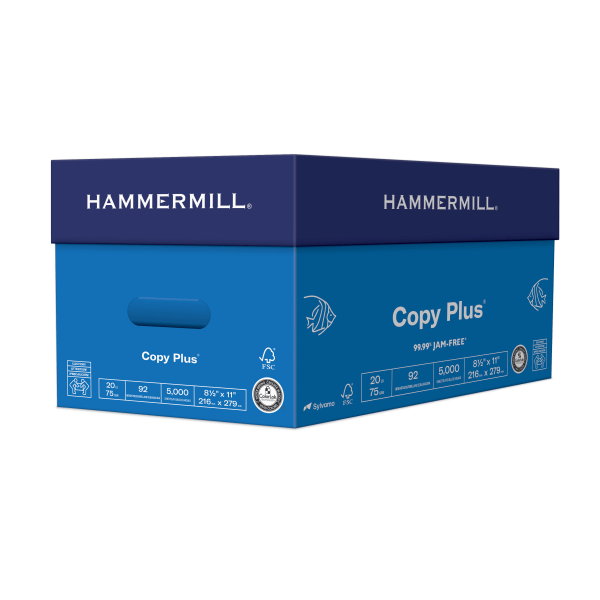 slide 5 of 10, Hammermill Copy Plus Paper, Letter Size Paper, 92 Brightness, 20 Lb, Fsc Certified, White, Ream Of 500 Sheets, Case Of 10 Reams, 500 ct