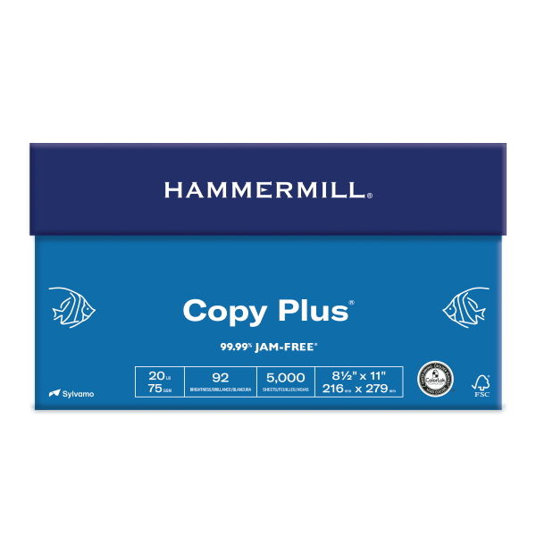 slide 3 of 10, Hammermill Copy Plus Paper, Letter Size Paper, 92 Brightness, 20 Lb, Fsc Certified, White, Ream Of 500 Sheets, Case Of 10 Reams, 500 ct
