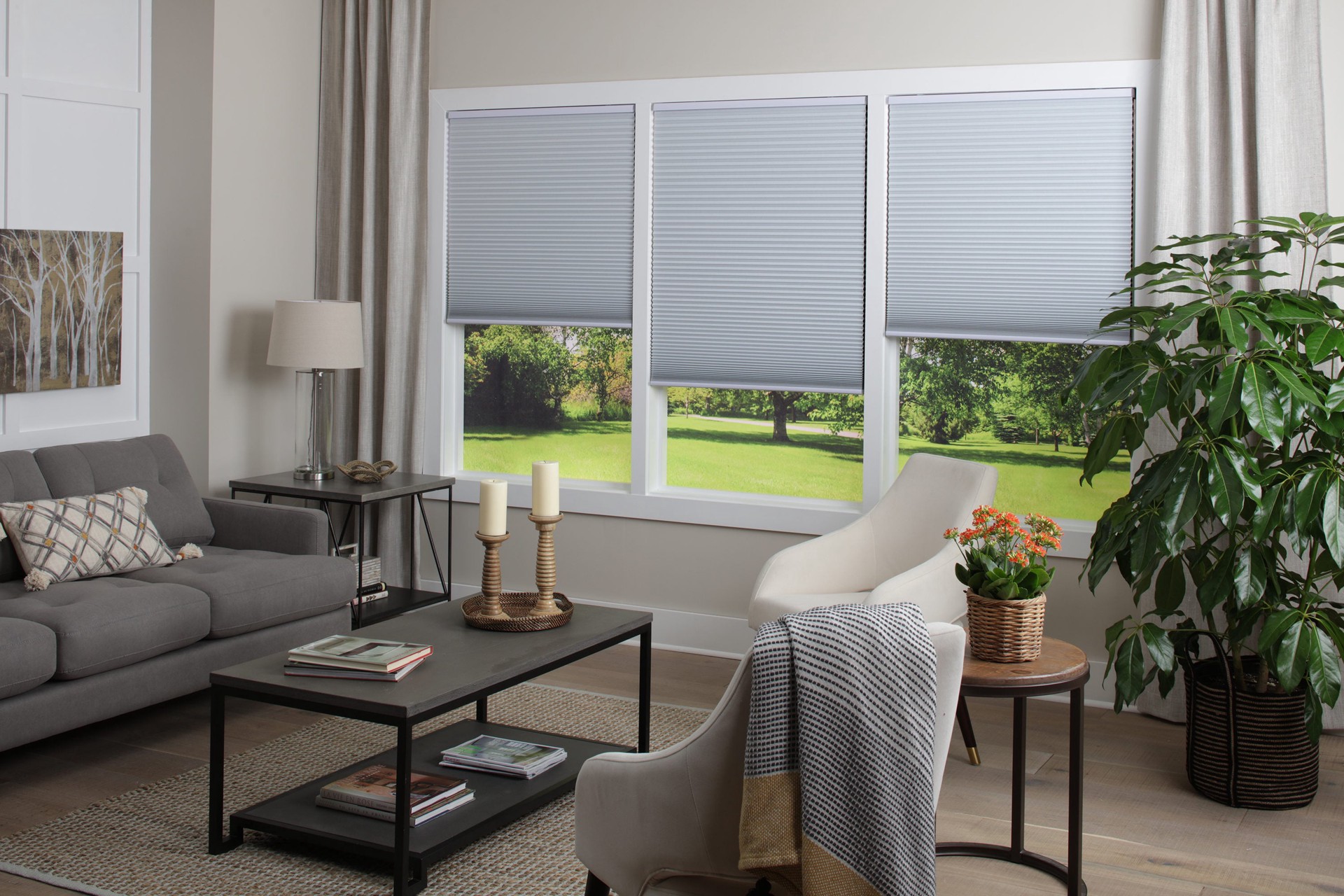 slide 4 of 6, allen + roth 32-in x 72-in White Room Darkening Blackout Cordless Motorized Cellular Shade, 1 ct