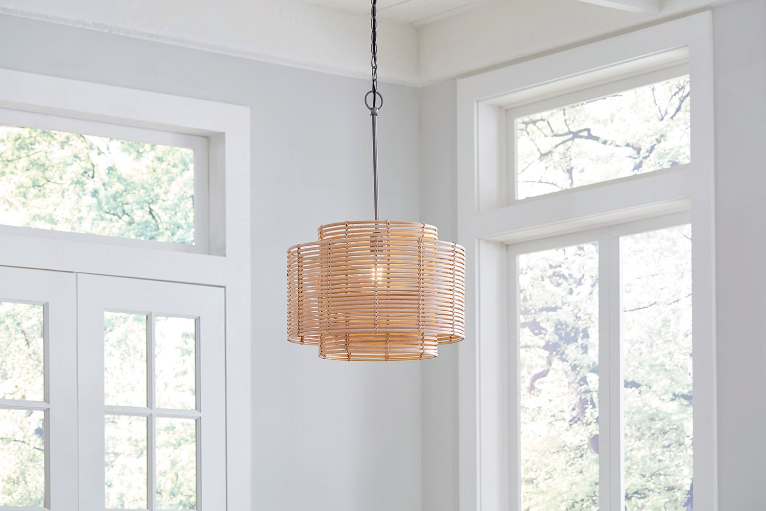 slide 1 of 6, allen + roth Aubrey 1 -Light Matte Black Farmhouse Cage For Use in Bedrooms, Dining Rooms, Foyers, Kitchens, Living Rooms Chandelier, 1 ct