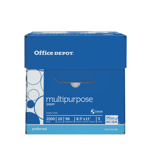 slide 2 of 10, Office Depot Multi-Use Paper, Letter Size, 96 (U.S.) Brightness, 5 ct