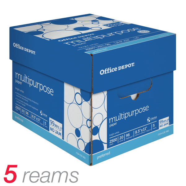slide 7 of 10, Office Depot Multi-Use Paper, Letter Size, 96 (U.S.) Brightness, 5 ct