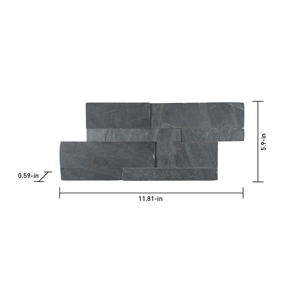slide 6 of 6, Satori Charcoal Ledgestone 6-in x 12-in Natural Natural Slate Wall Tile ( 0.48-sq ft Piece ), 1 ct