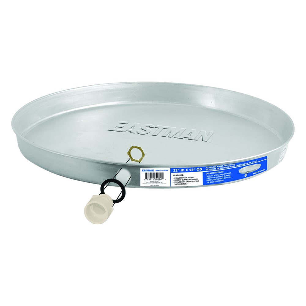 slide 1 of 6, EASTMAN 22-in ID Aluminum Water Heater Drain pan with CPVC Fitting, 1 ct