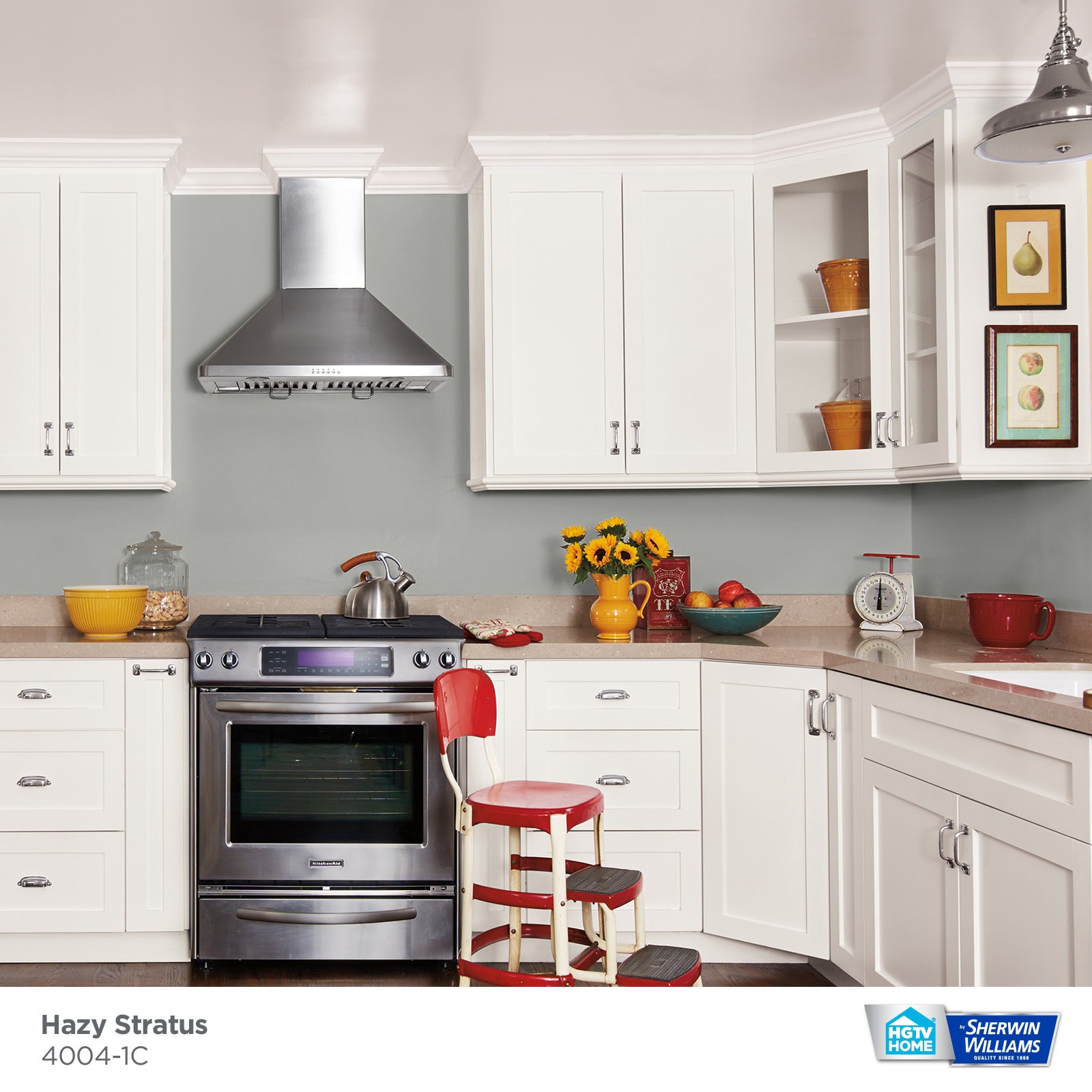 slide 2 of 6, HGTV HOME by Sherwin-Williams Showcase Flat Hazy Stratus 4004-1c Acrylic Interior Paint + Primer (5-Gallon), 1 ct