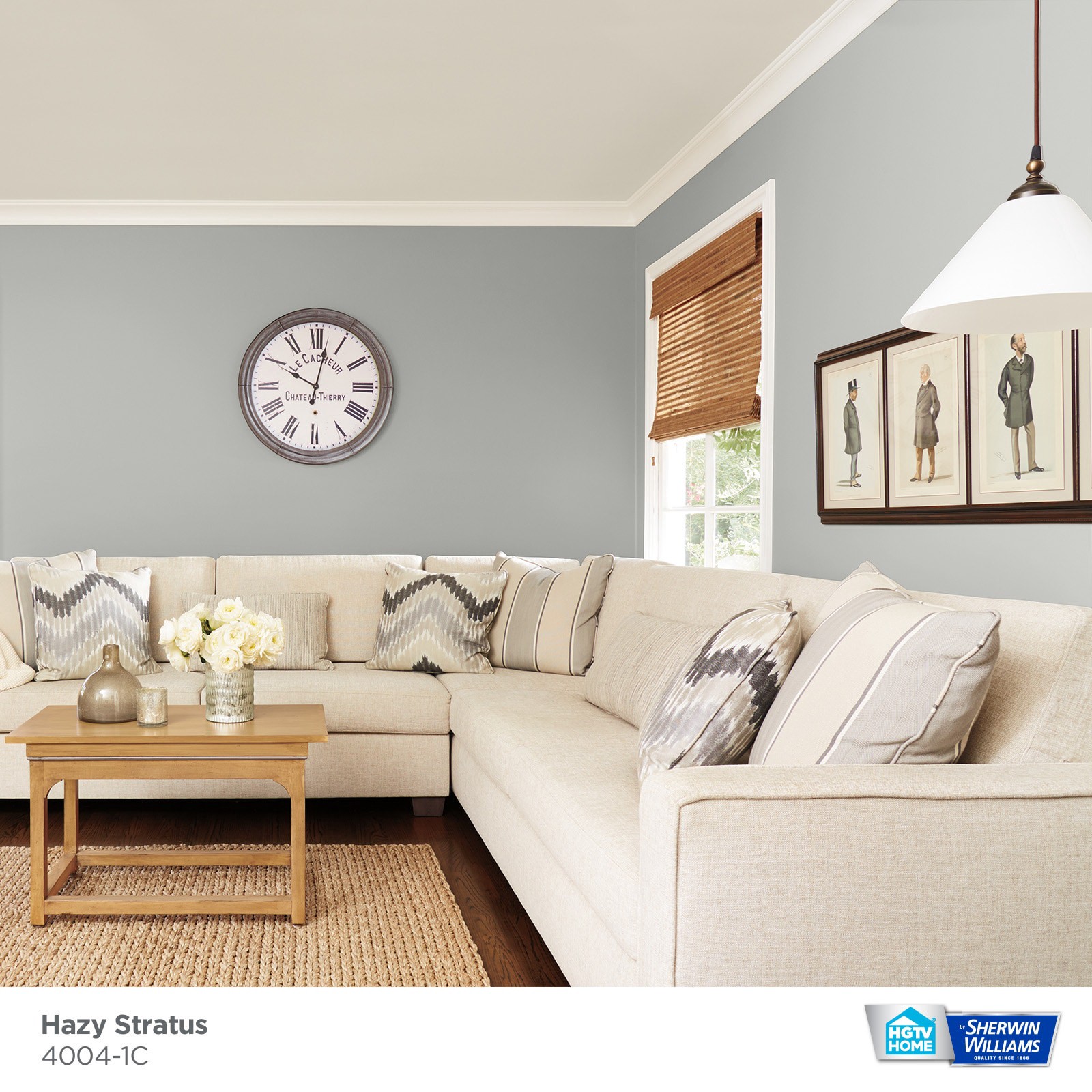 slide 3 of 6, HGTV HOME by Sherwin-Williams Showcase Flat Hazy Stratus 4004-1c Acrylic Interior Paint + Primer (5-Gallon), 1 ct