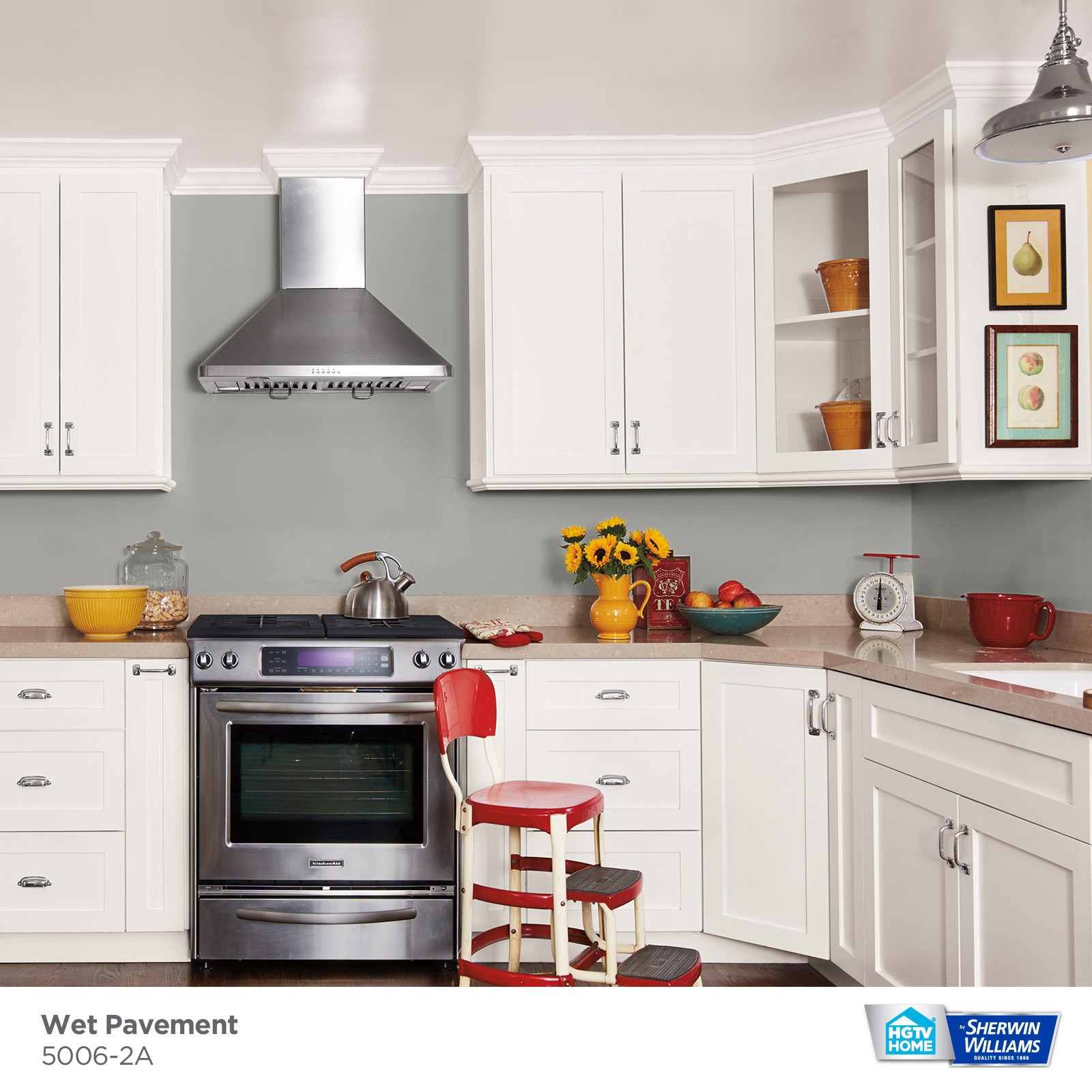 slide 2 of 6, HGTV HOME by Sherwin-Williams Showcase Flat Wet Pavement 5006-2a Acrylic Interior Paint + Primer (5-Gallon), 1 ct