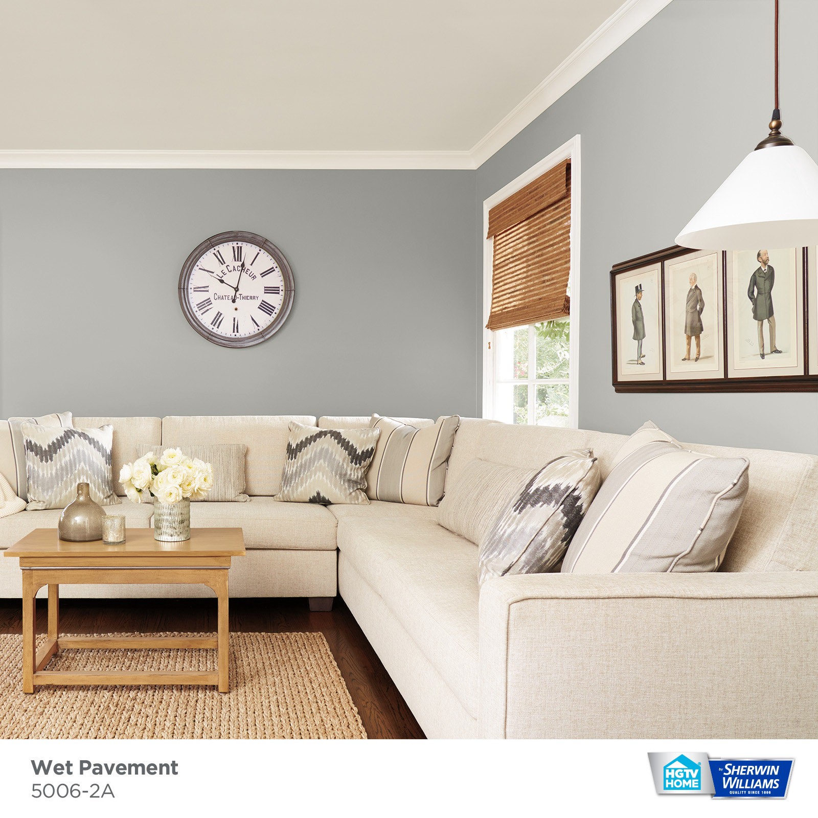 slide 3 of 6, HGTV HOME by Sherwin-Williams Showcase Flat Wet Pavement 5006-2a Acrylic Interior Paint + Primer (5-Gallon), 1 ct