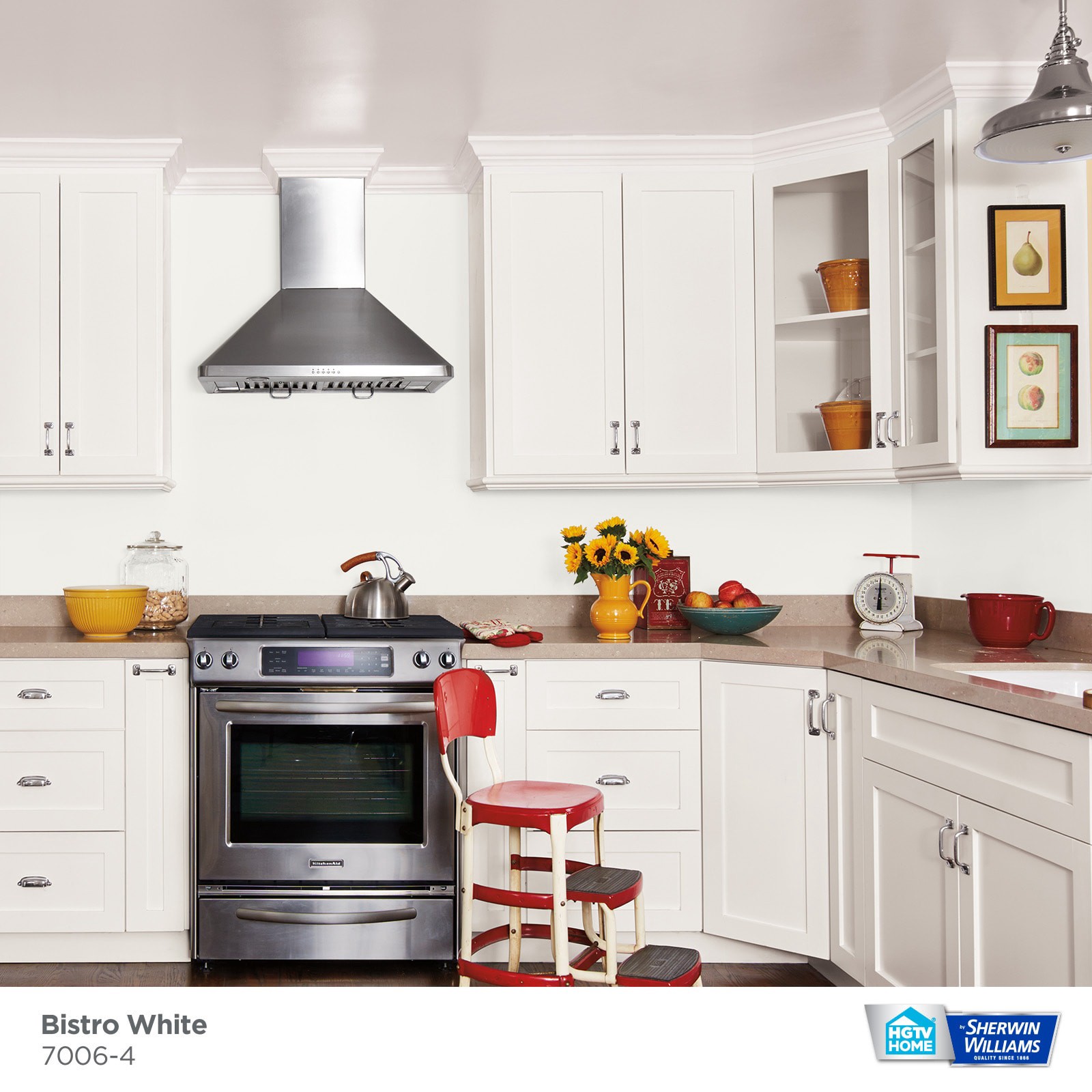 slide 2 of 6, HGTV HOME by Sherwin-Williams Showcase Flat Bistro White 7006-4 Acrylic Interior Paint + Primer (5-Gallon), 1 ct
