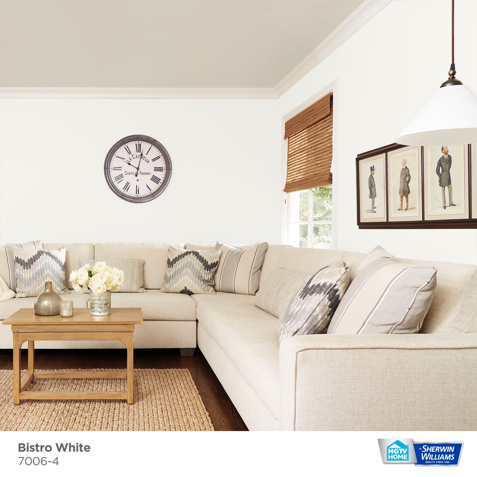 slide 3 of 6, HGTV HOME by Sherwin-Williams Showcase Flat Bistro White 7006-4 Acrylic Interior Paint + Primer (5-Gallon), 1 ct