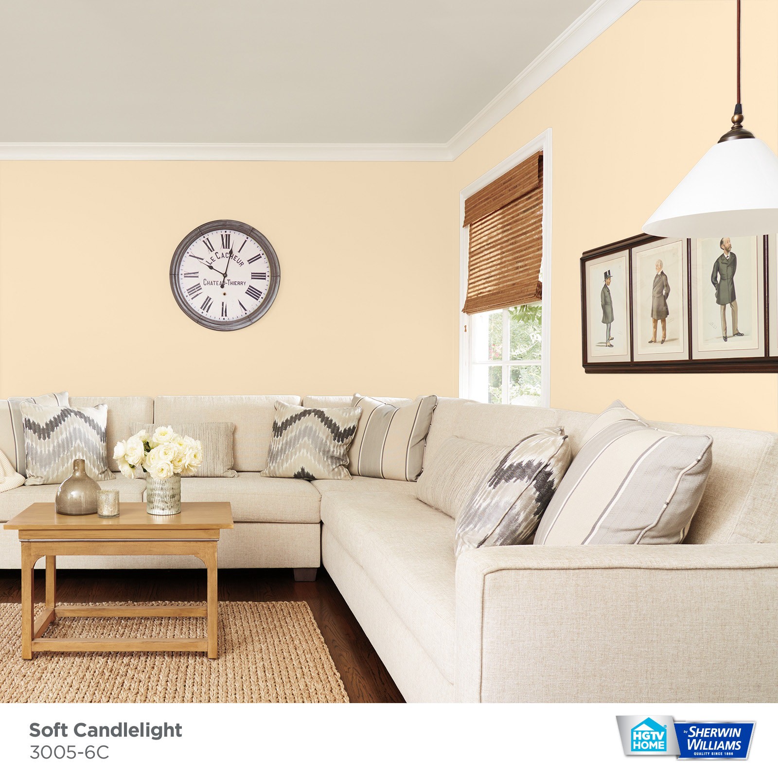 slide 3 of 6, HGTV HOME by Sherwin-Williams Showcase Flat Soft Candlelight 3005-6c Acrylic Interior Paint + Primer (5-Gallon), 1 ct