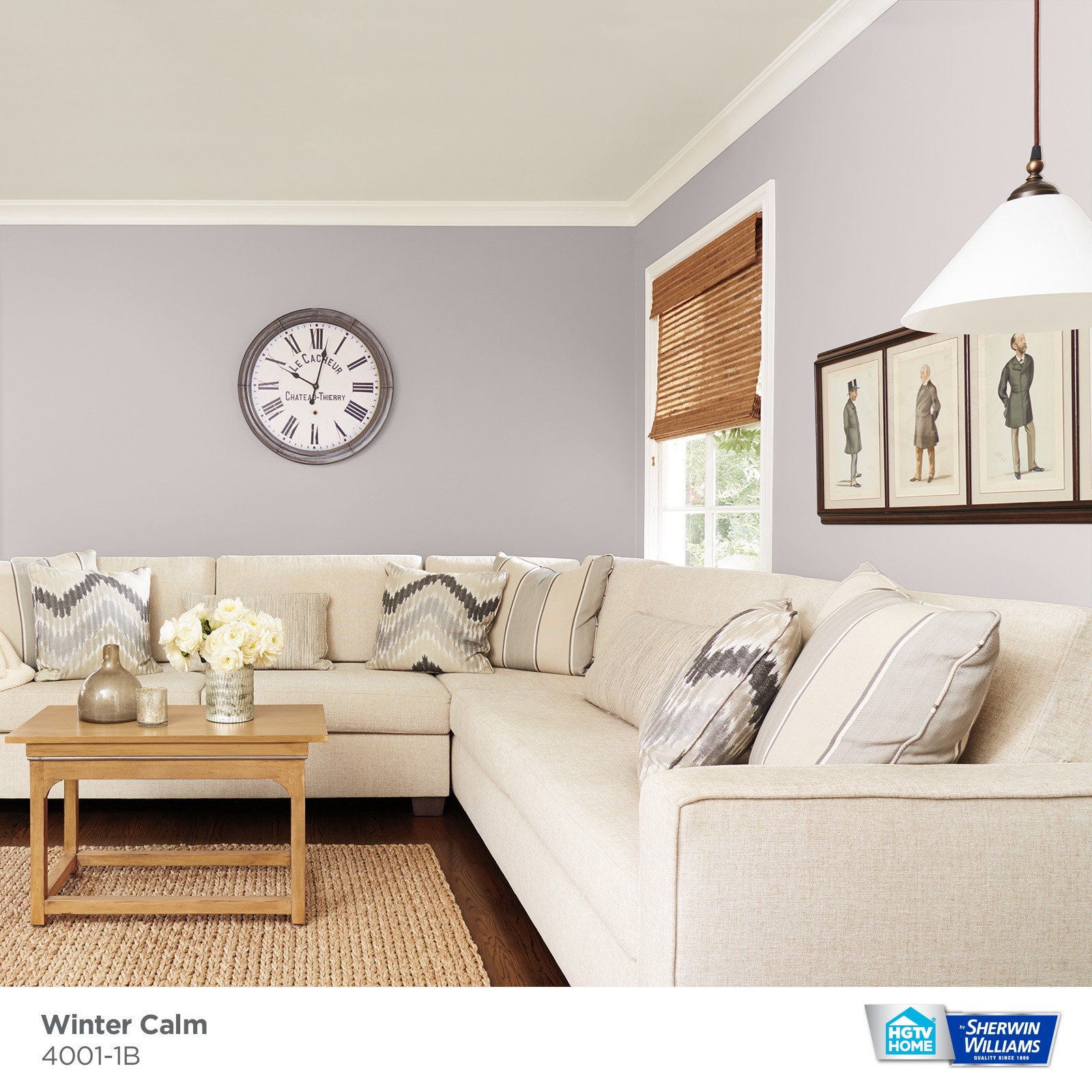 slide 3 of 6, HGTV HOME by Sherwin-Williams Showcase Flat Winter Calm 4001-1b Acrylic Interior Paint + Primer (5-Gallon), 1 ct