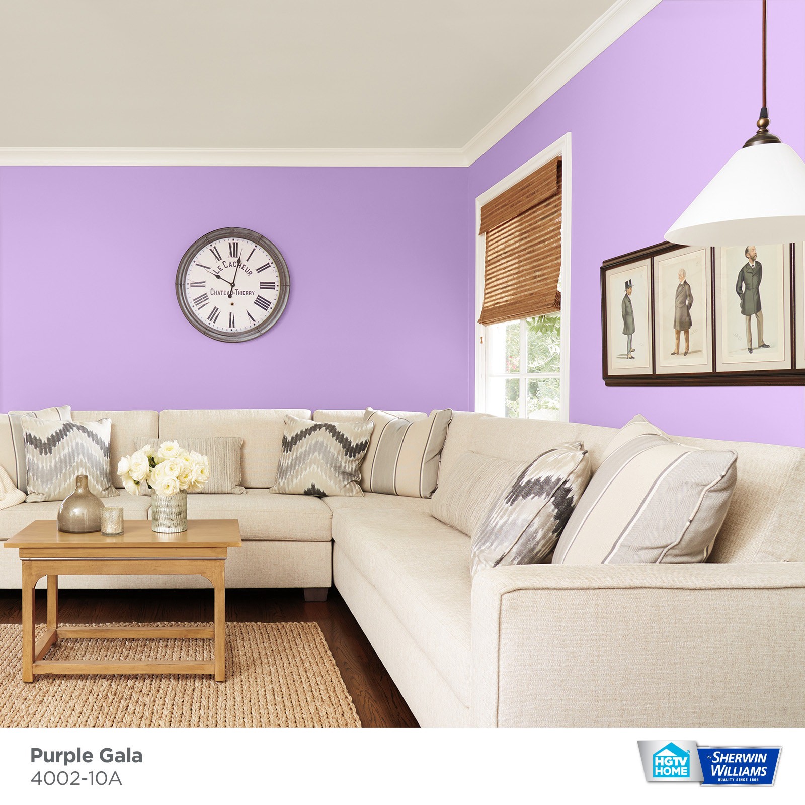 slide 3 of 6, HGTV HOME by Sherwin-Williams Showcase Flat Purple Gala 4002-10a Acrylic Interior Paint + Primer (5-Gallon), 1 ct