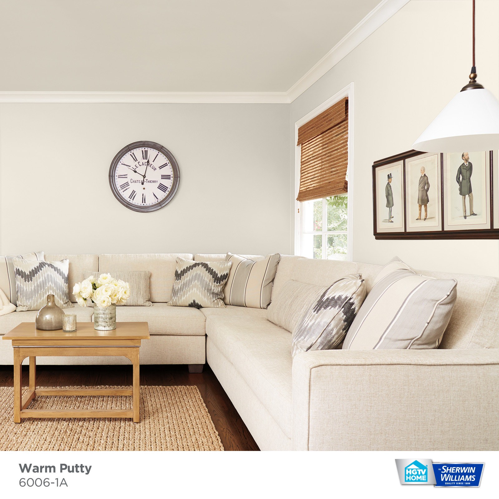 slide 3 of 6, HGTV HOME by Sherwin-Williams Showcase Flat Warm Putty 6006-1a Acrylic Interior Paint + Primer (5-Gallon), 1 ct
