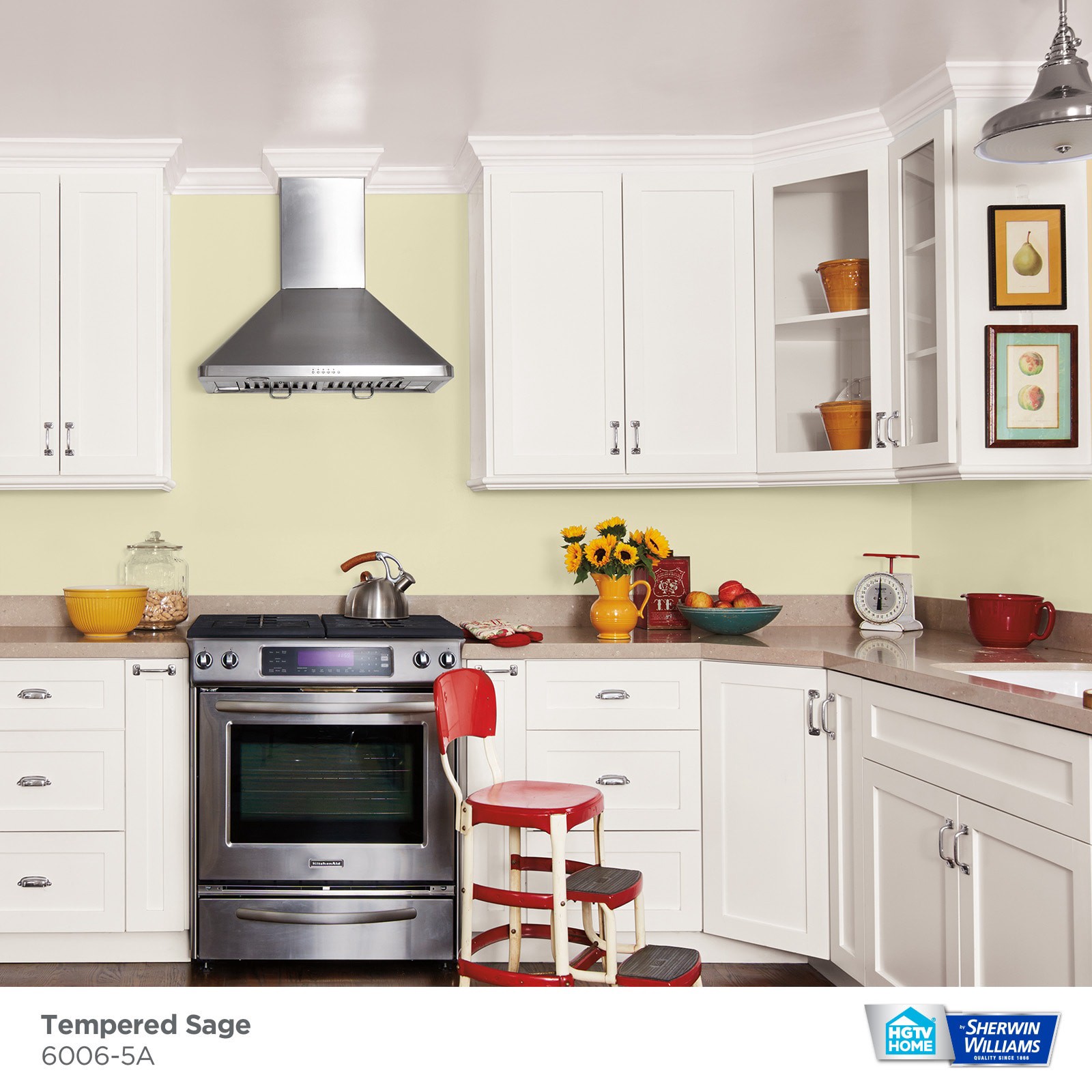 slide 2 of 6, HGTV HOME by Sherwin-Williams Showcase Flat Tempered Sage 6006-5a Acrylic Interior Paint + Primer (5-Gallon), 1 ct