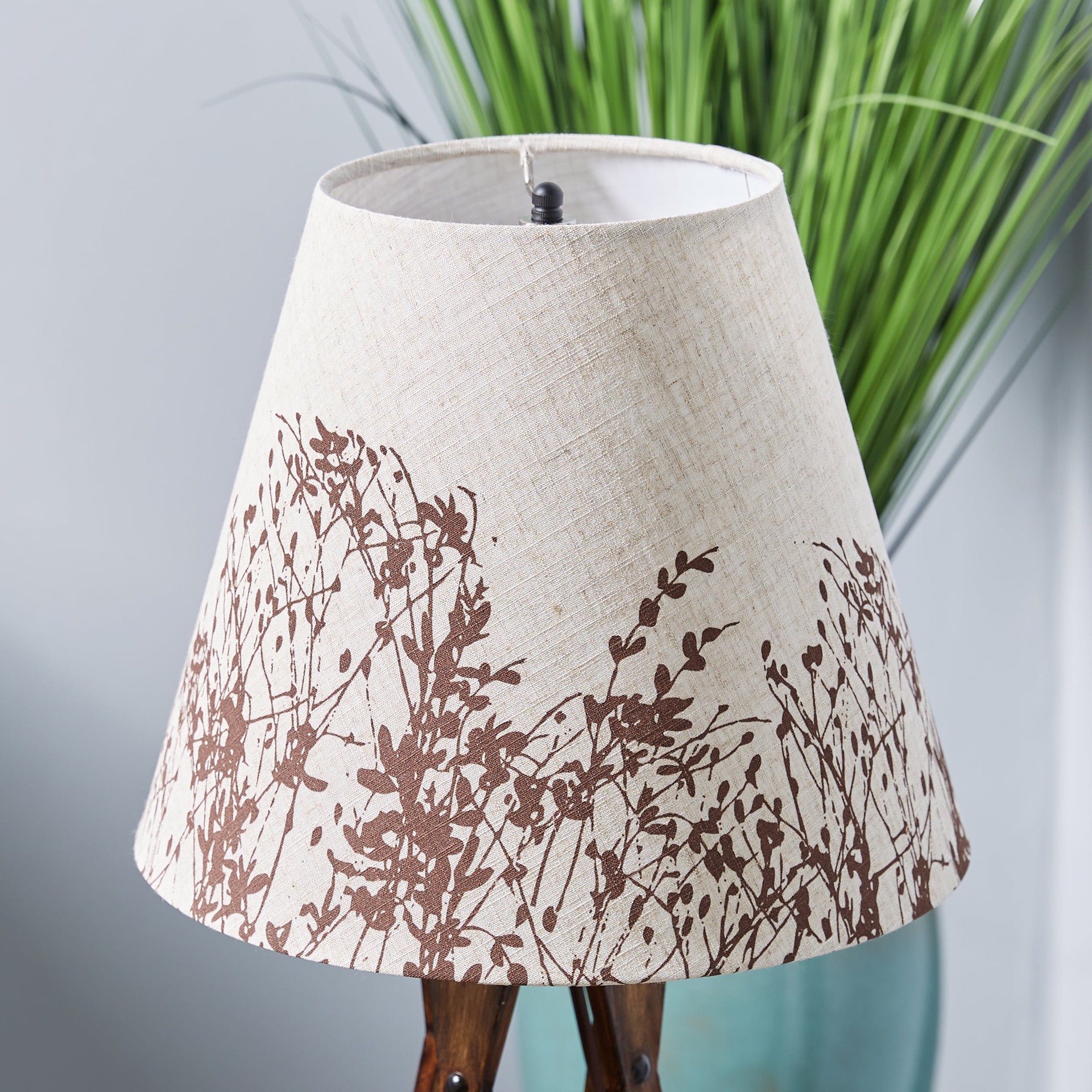 slide 5 of 5, allen + roth 11-in x 13-in Tan Fabric Drum Lamp Shade, 1 ct