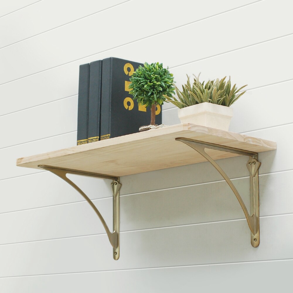 slide 3 of 4, Origin 21 10.30-in L x 1.71-in W x 8.72-in D Brass Shelf bracket, 1 ct