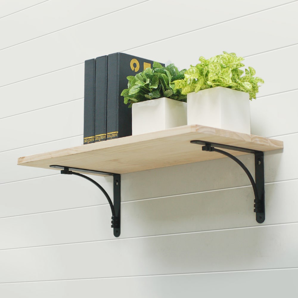 slide 4 of 6, Style Selections 9.02-in L x 0.98-in W x 6.5-in D Black Shelf bracket, 1 ct