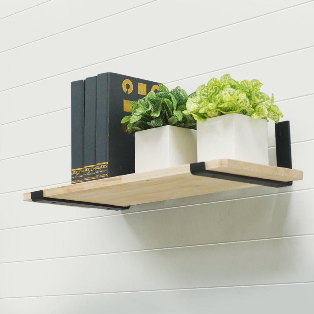 slide 4 of 6, Style Selections 10.35-in L x 1.5-in W x 5.28-in D Heavy Duty Black Shelf bracket, 1 ct
