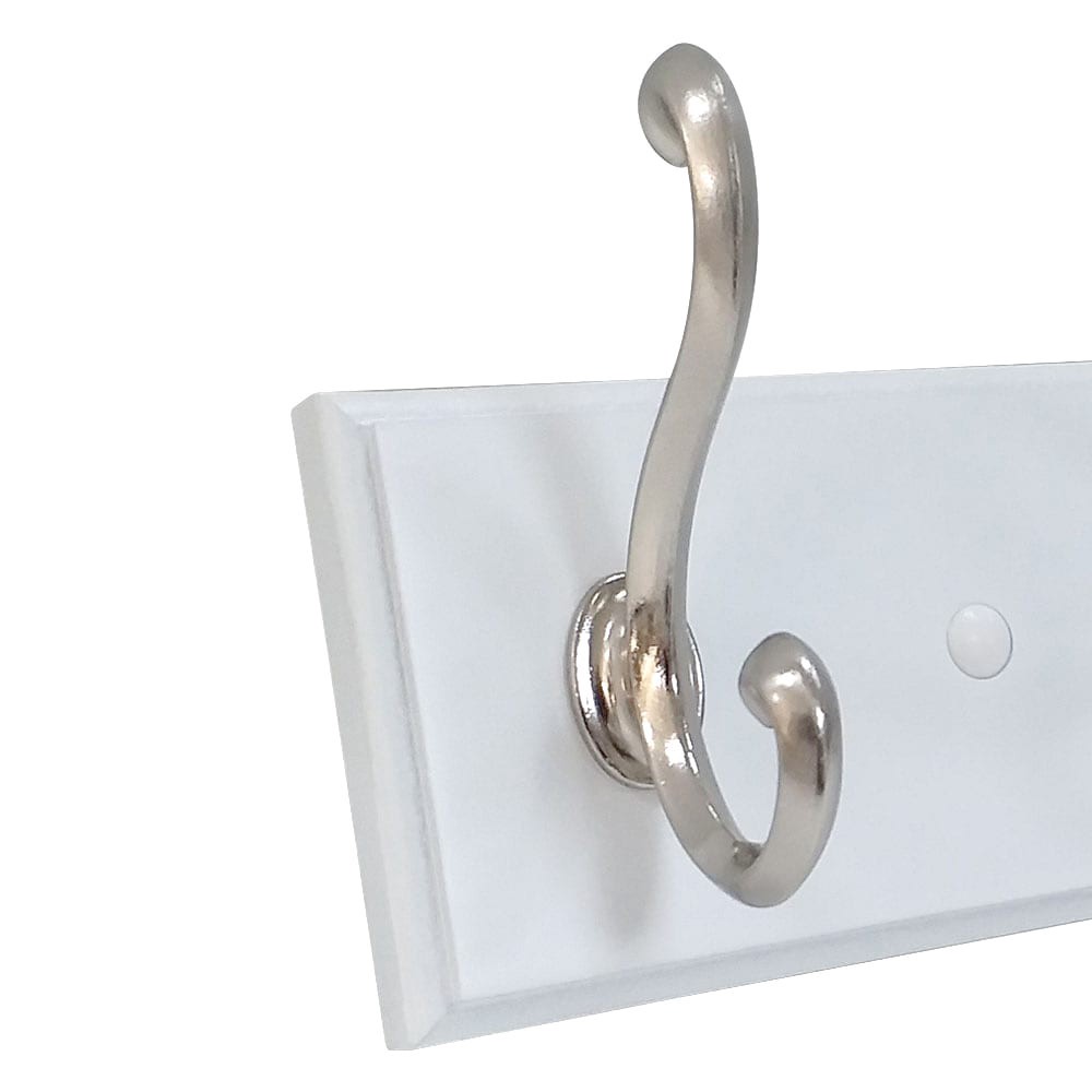 slide 4 of 6, Style Selections 3 -Hook 10.04-in x 3.05-in H White rail and satin hooks Decorative Wall Hook ( 25-lb Capacity), 1 ct