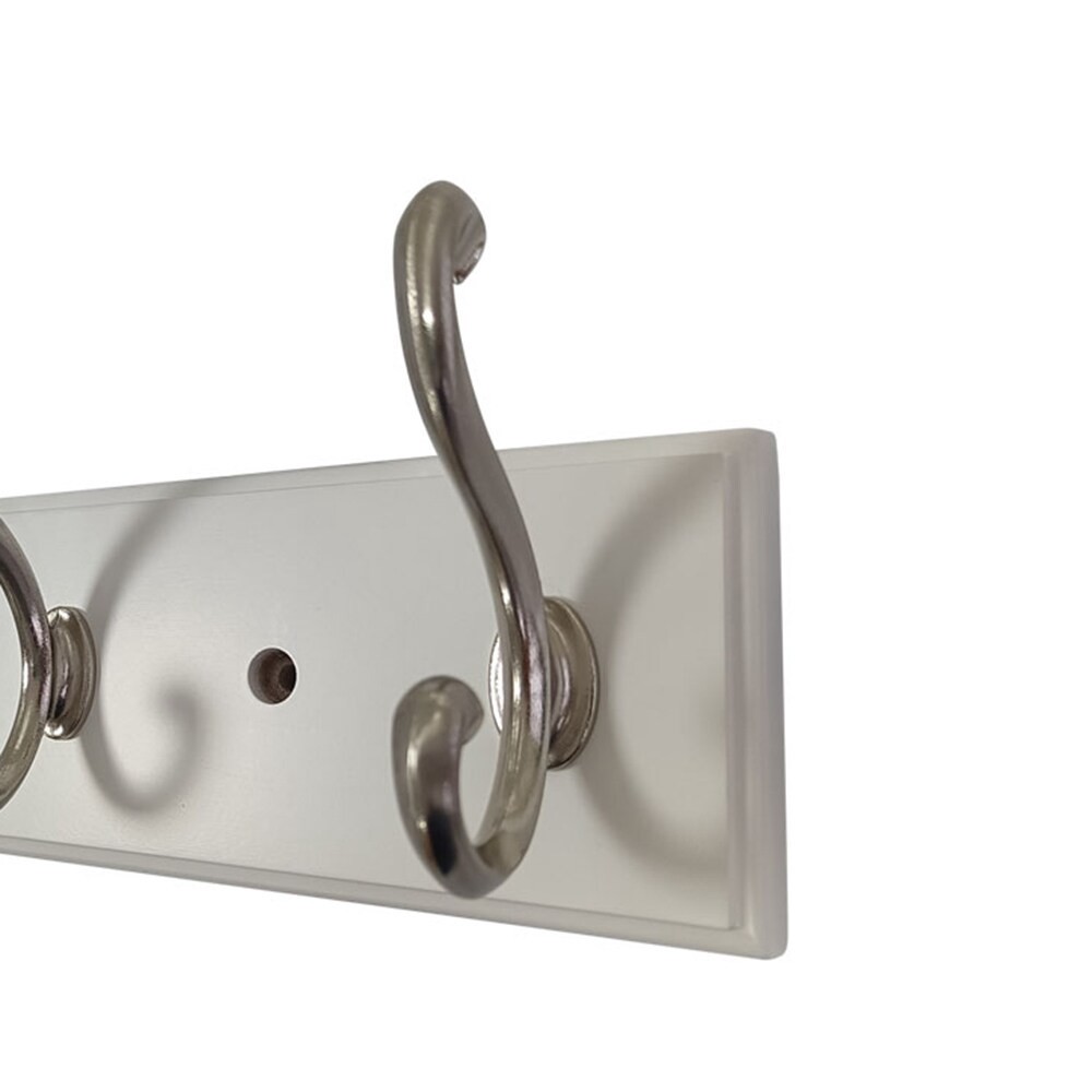 slide 6 of 6, Style Selections 3 -Hook 10.04-in x 3.05-in H White rail and satin hooks Decorative Wall Hook ( 25-lb Capacity), 1 ct