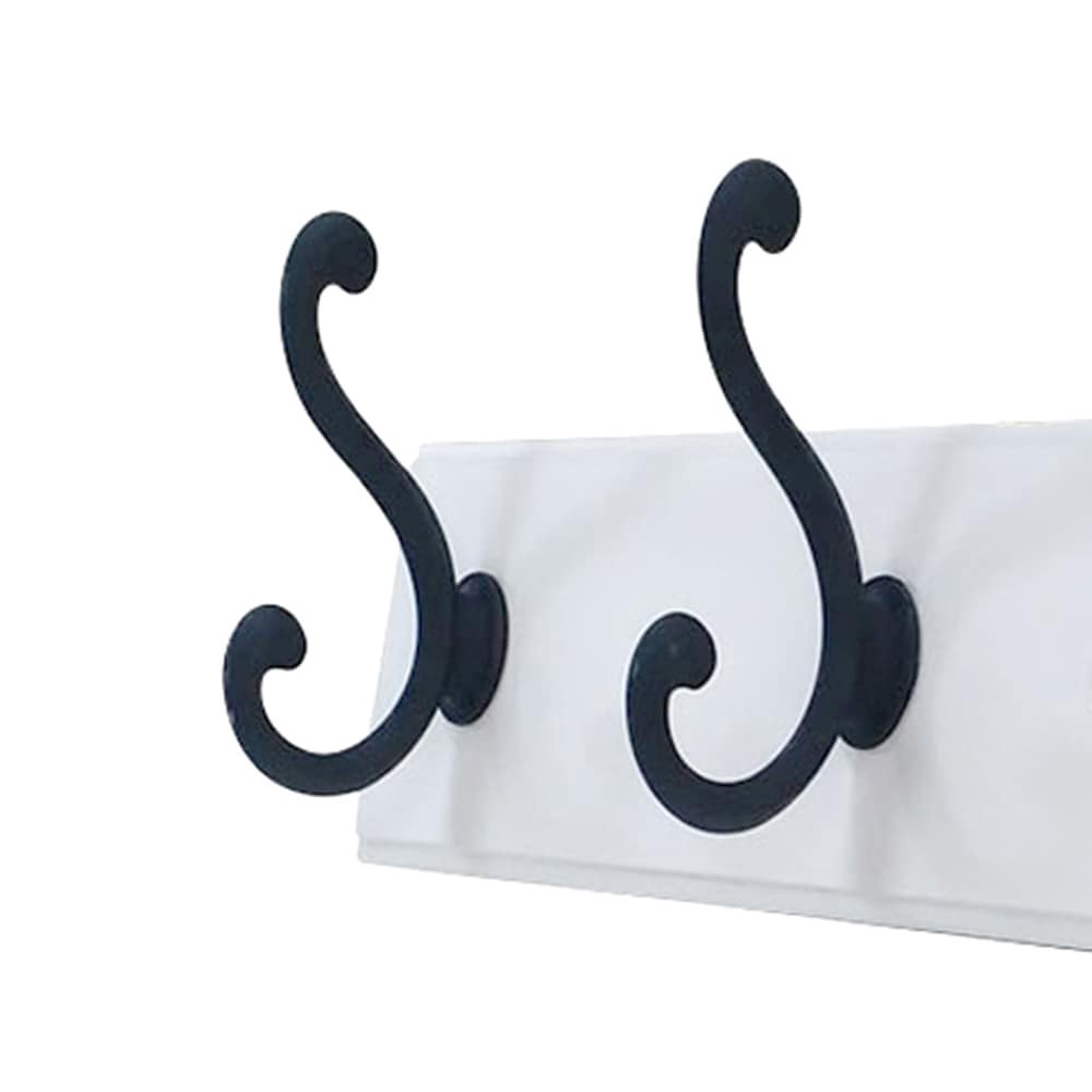slide 5 of 6, allen + roth 3 -Hook 10.04-in x 3.05-in H White rail and black hooks Decorative Wall Hook ( 25-lb Capacity), 1 ct