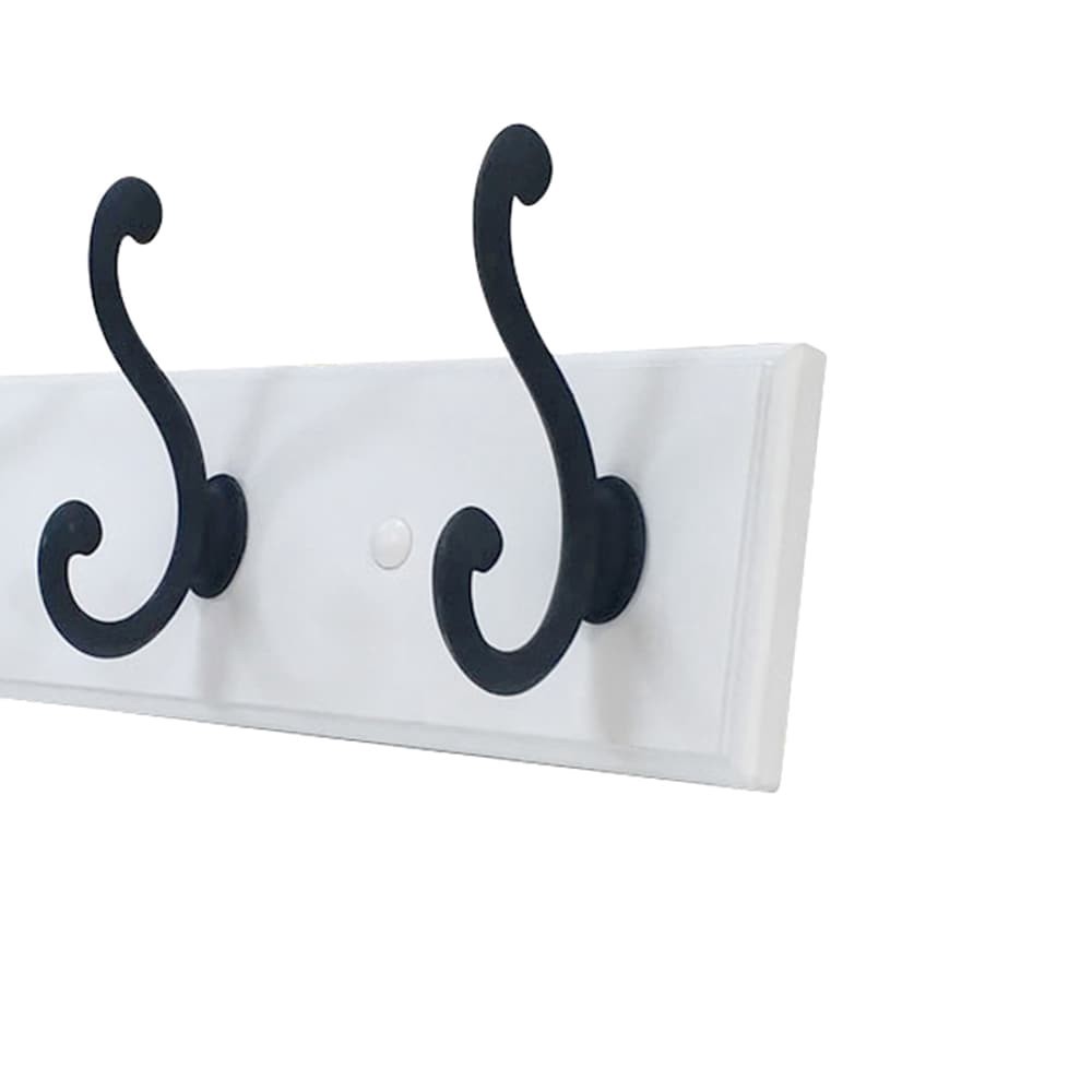 slide 6 of 6, allen + roth 3 -Hook 10.04-in x 3.05-in H White rail and black hooks Decorative Wall Hook ( 25-lb Capacity), 1 ct